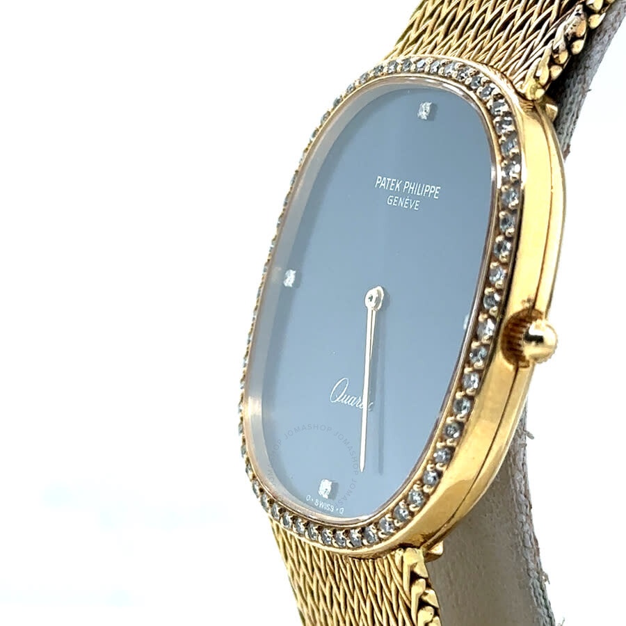 Pre-owned Patek Philippe Ellipse Quartz Diamond Blue Dial Ladies Watch 3875/1J - 4