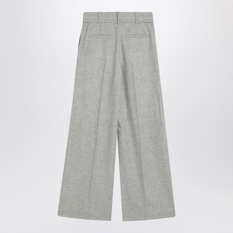 Brunello Cucinelli Wide Grey Trousers In Wool And Cashmere Women - 2