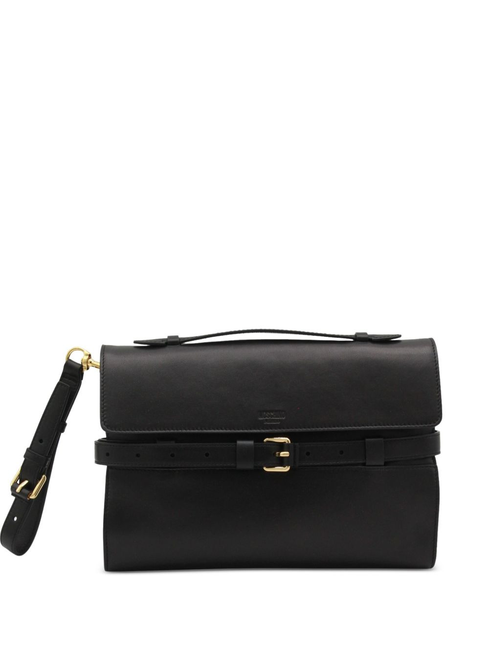 Tie Me belted leather clutch bag - 1