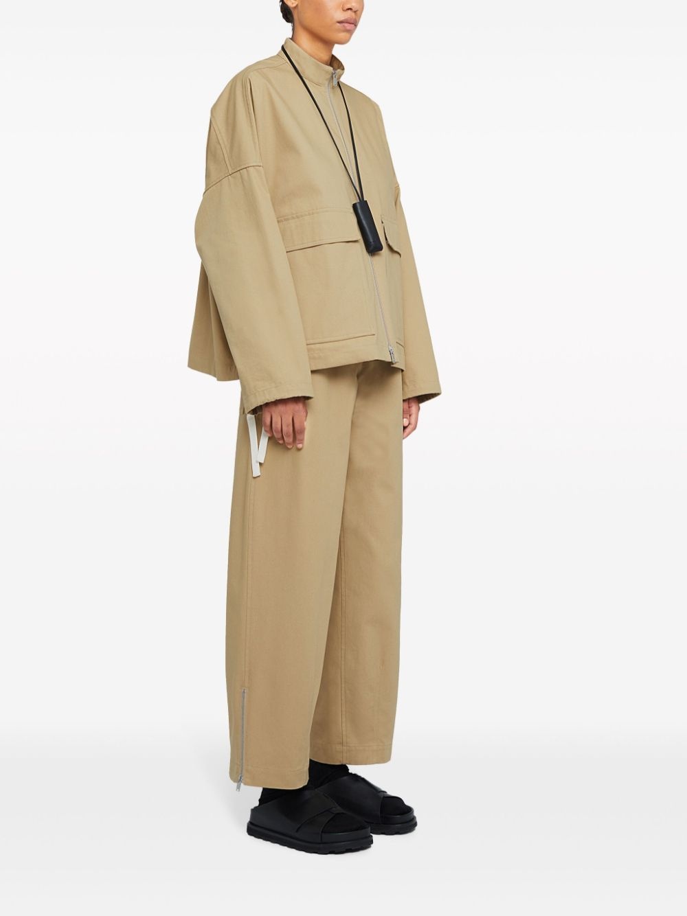 straight-leg cotton trousers - 3