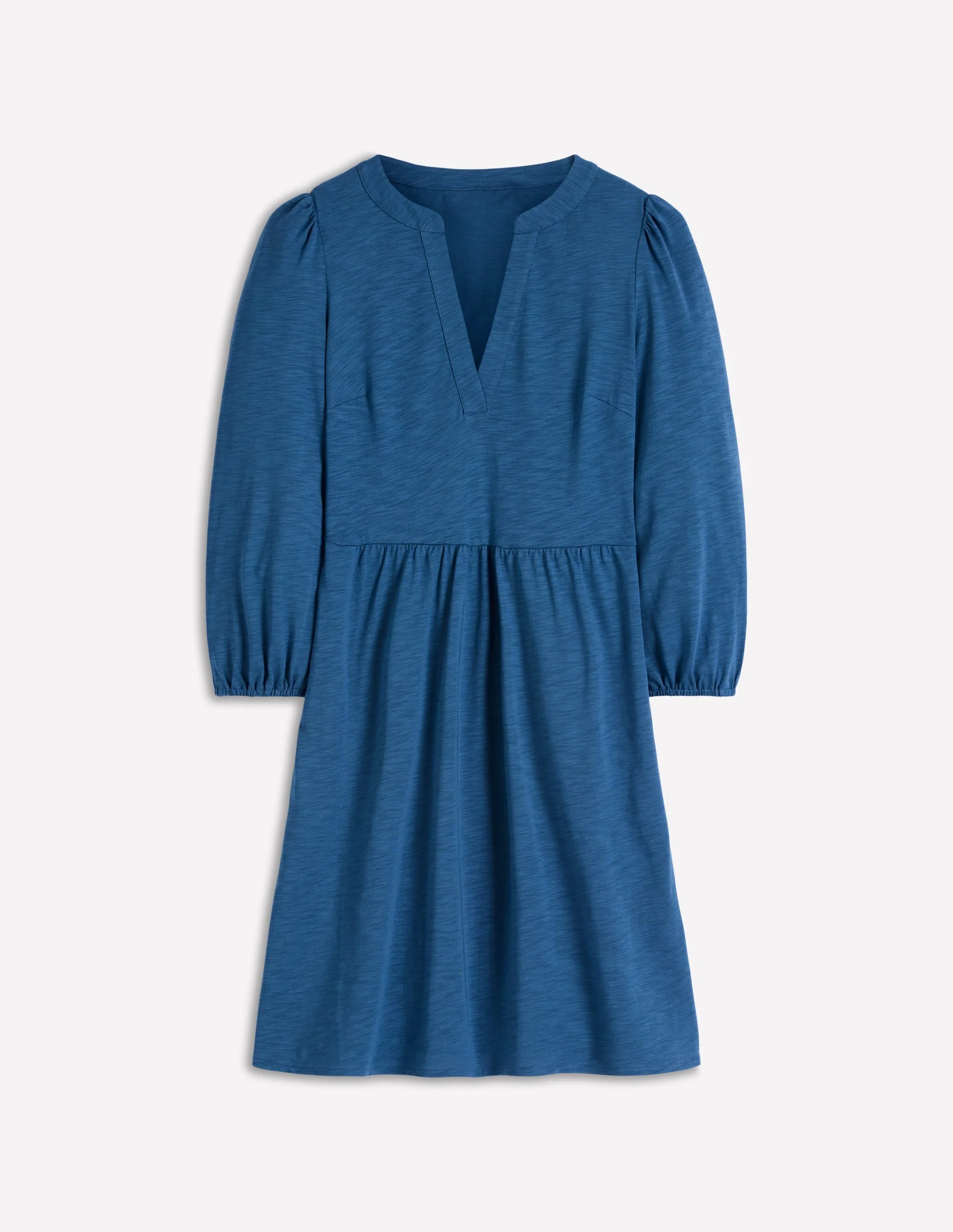 Cathy Notch Neck Jersey Dress-Tourmaline Blue - 1