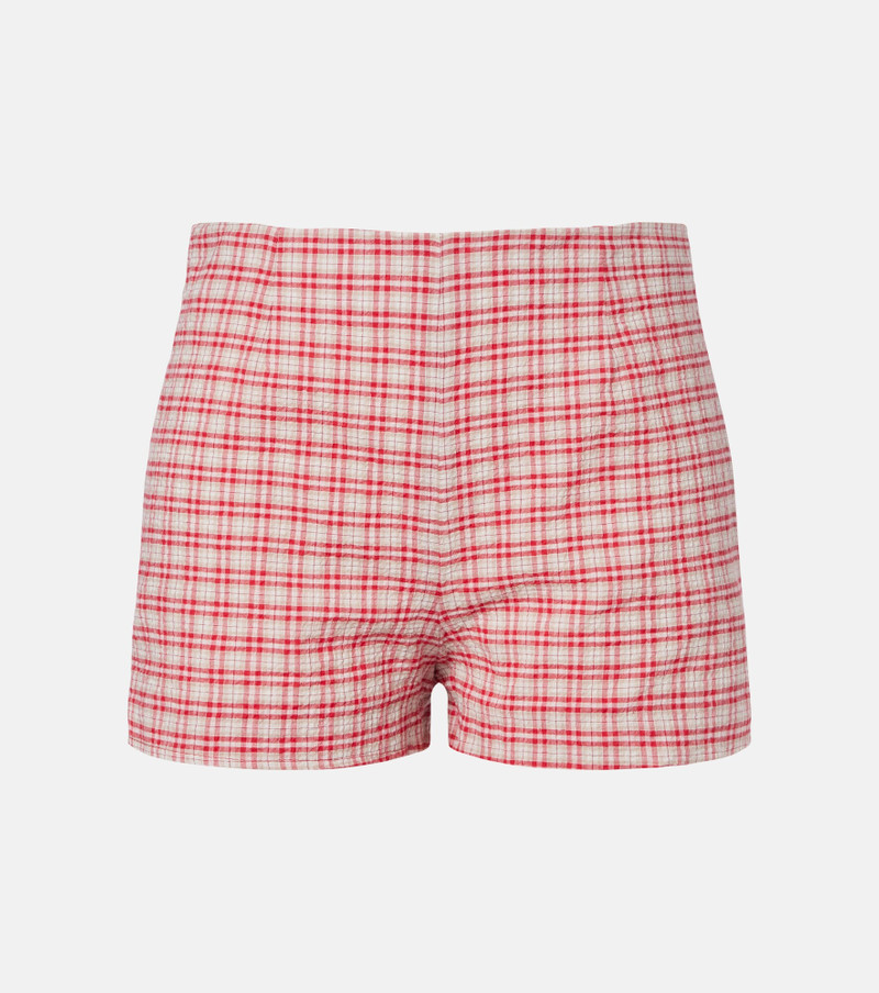 Lila checked cotton shorts 1