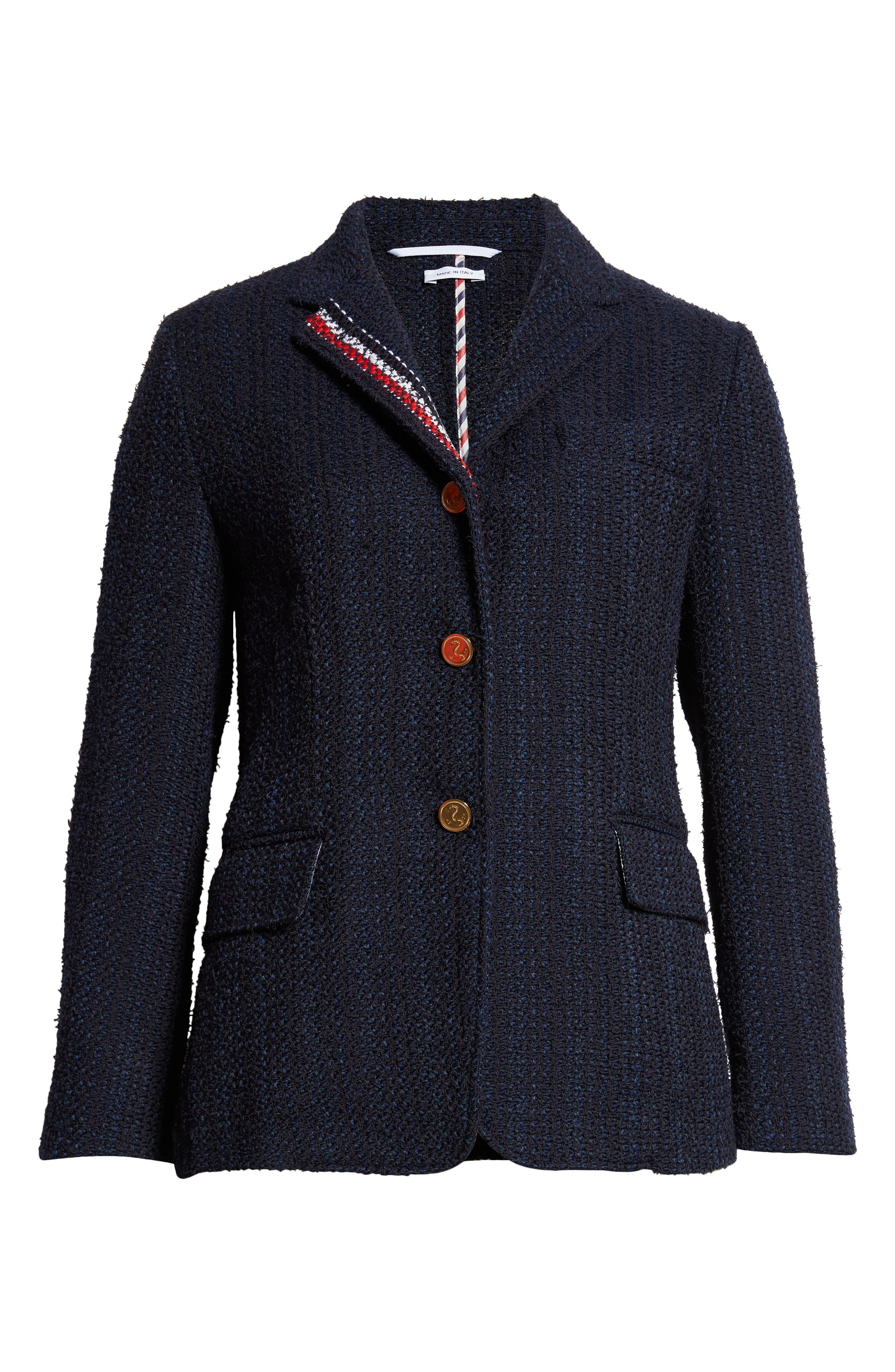 Thom Browne Unconstructed Tweed Blazer in Navy at Nordstrom - 7