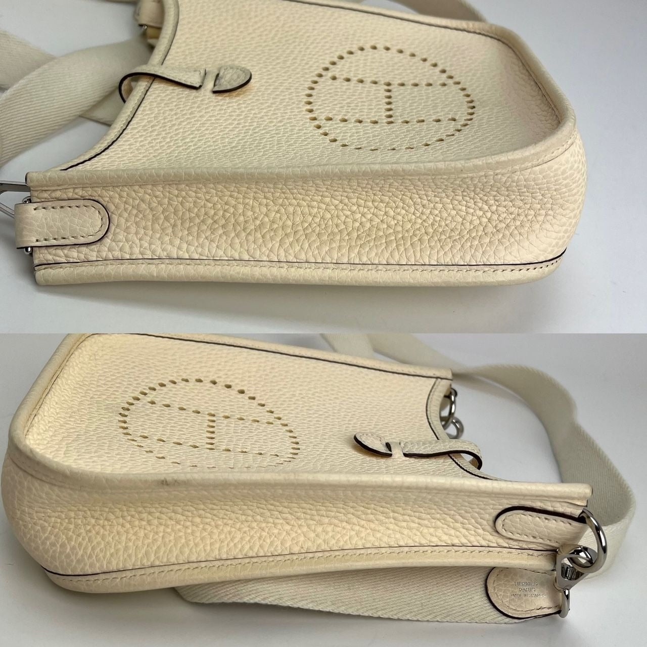 Hermes Taurillon Clemence evelyne TPM Nata White Crossbody Bag - 4