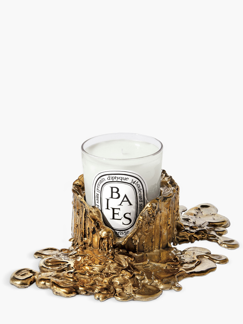 Medium gold bronze candle holder - For classic candles 10