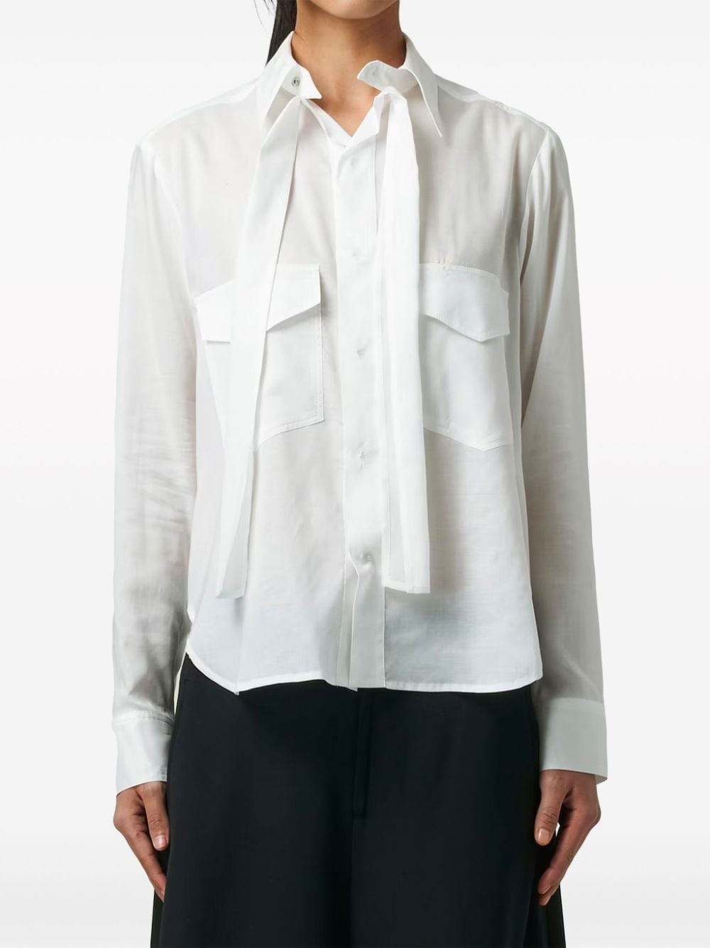 long-sleeve tied cotton shirt - 3