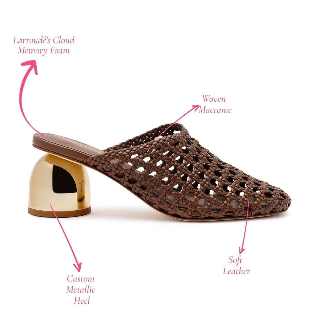 Larroude - Larroude Dew Drop Macrame Mule In Burnt Umber Leather - 5