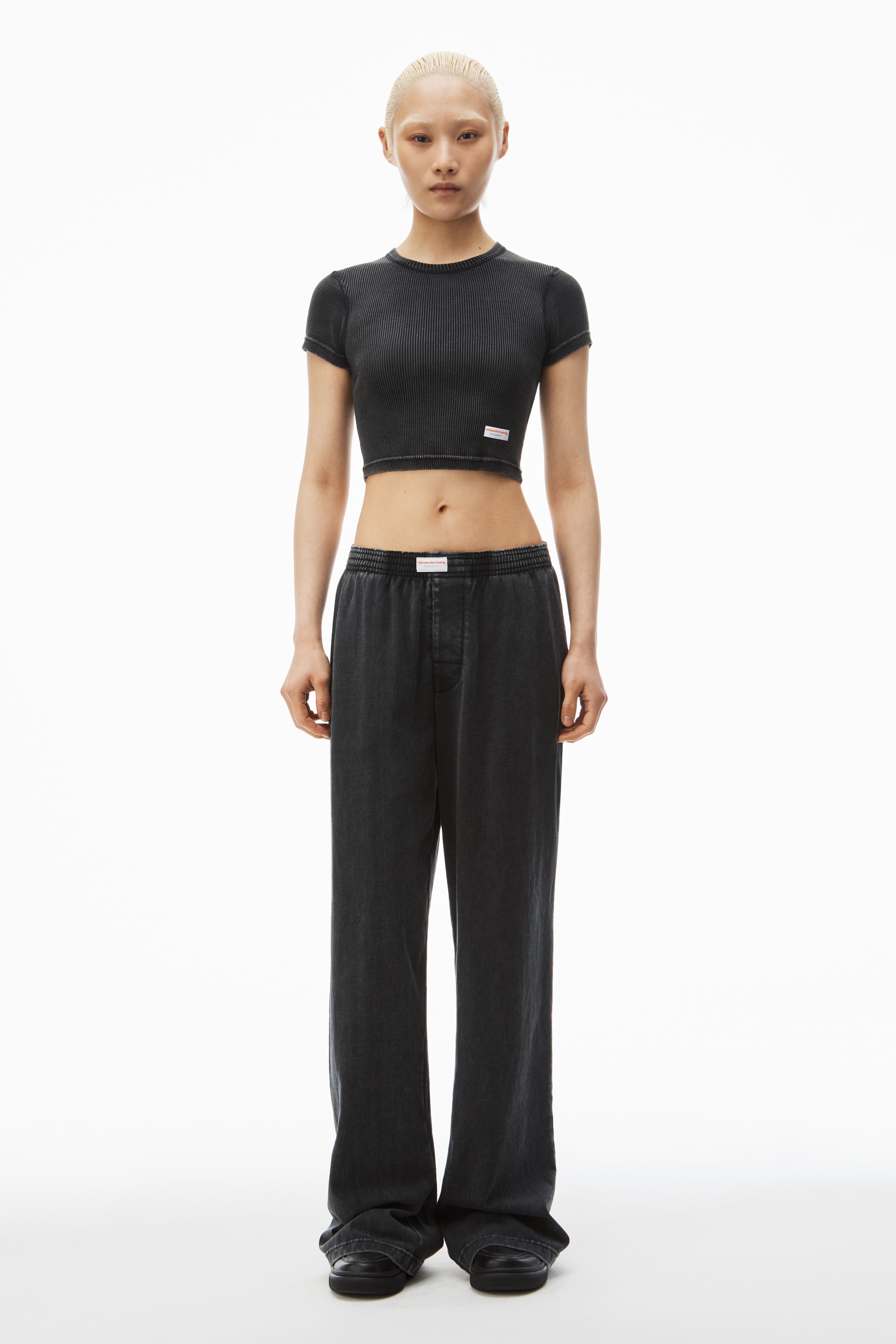 cropped short-sleeve baby tee in ribbed cotton - 5