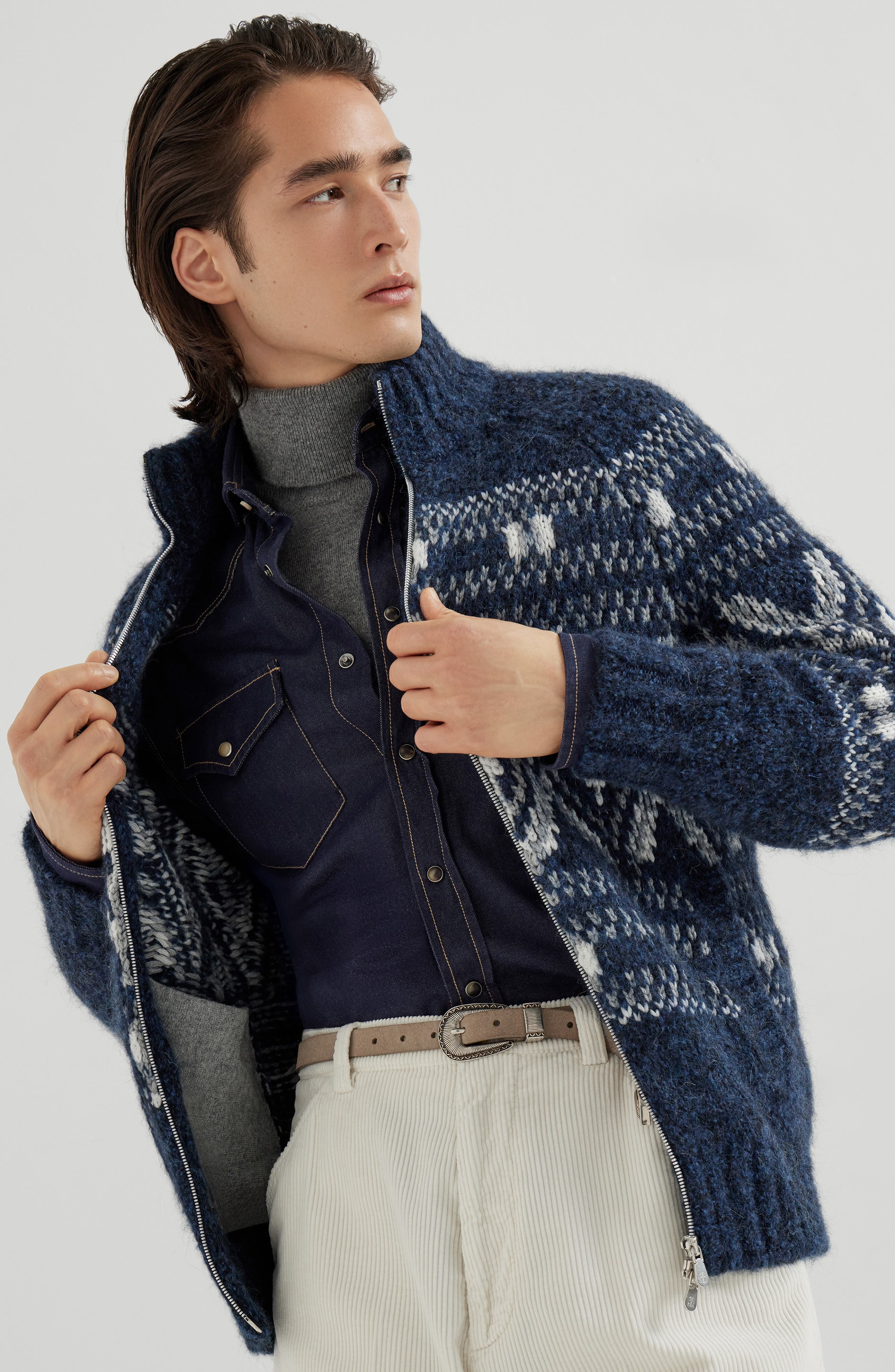 Brunello Cucinelli Jacquard cardigan in Navy Blue at Nordstrom - 5