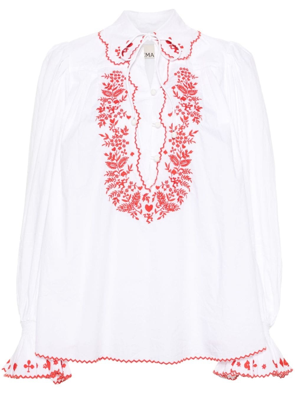 Hearts-embroidered cotton shirt - 1