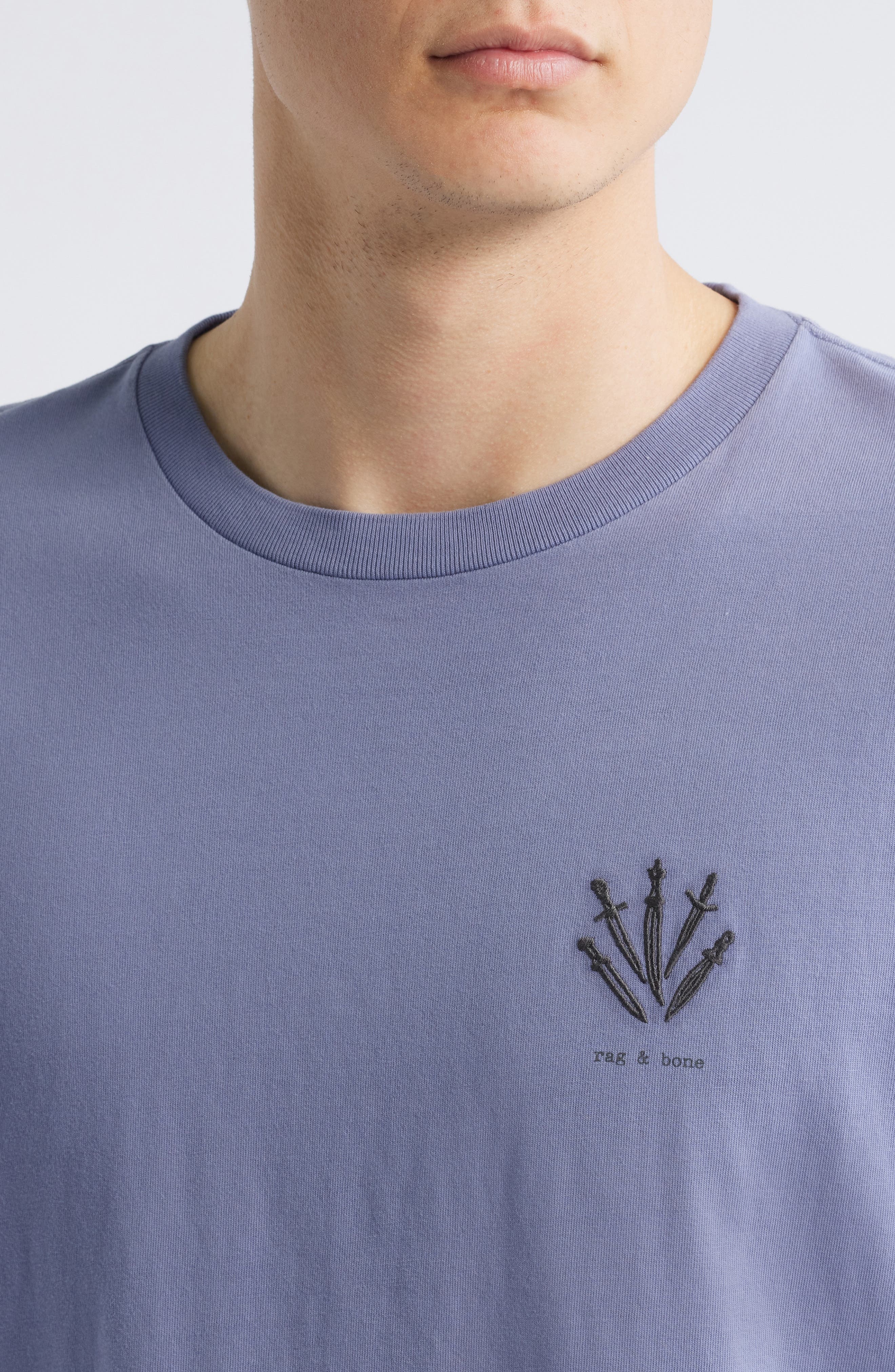 rag & bone Dagger Embroidered Cotton Graphic T-Shirt in Washed Purple at Nordstrom - 4