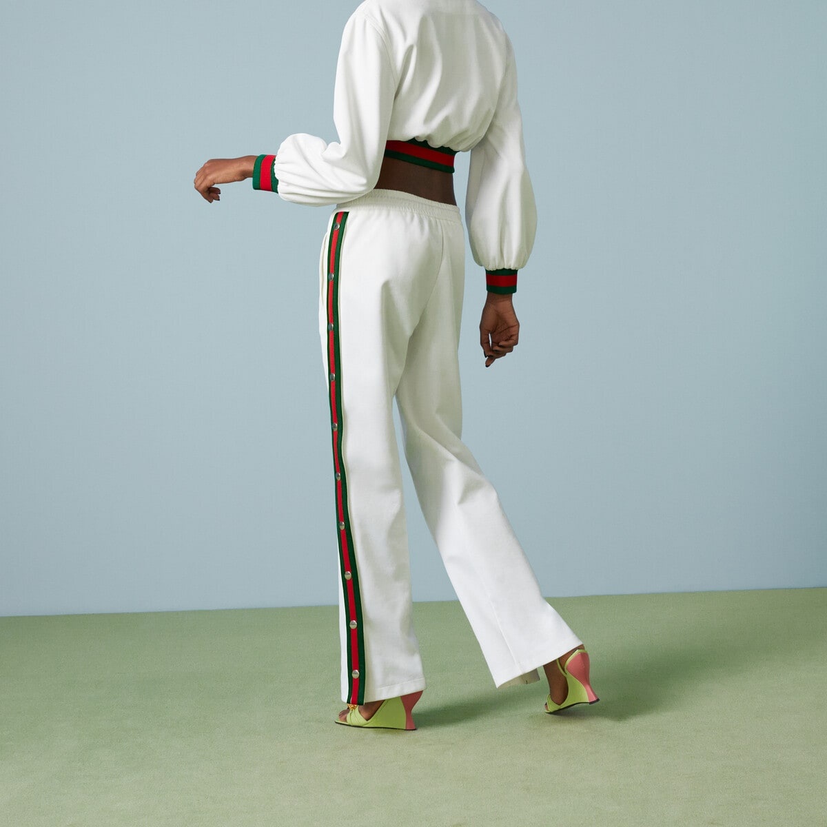 Jersey wide leg pant with Web stripe - 6
