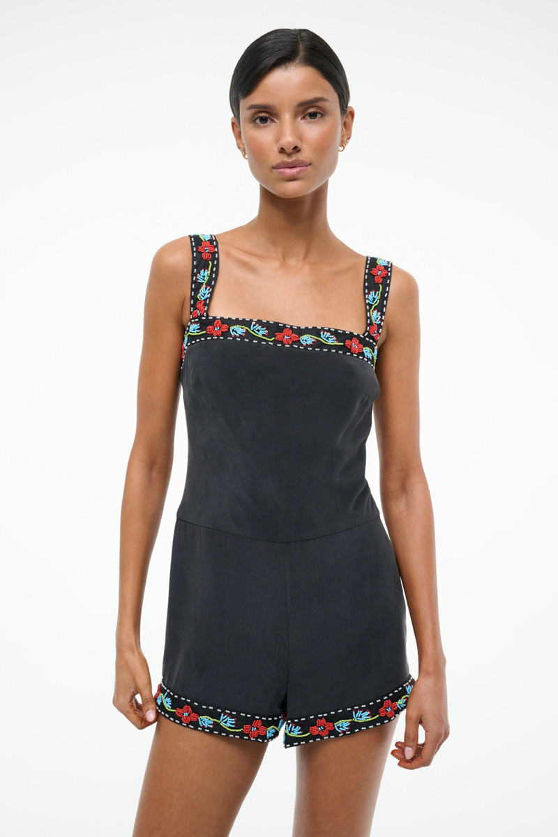 STAUD VERONICA SILK ROMPER BLACK 3