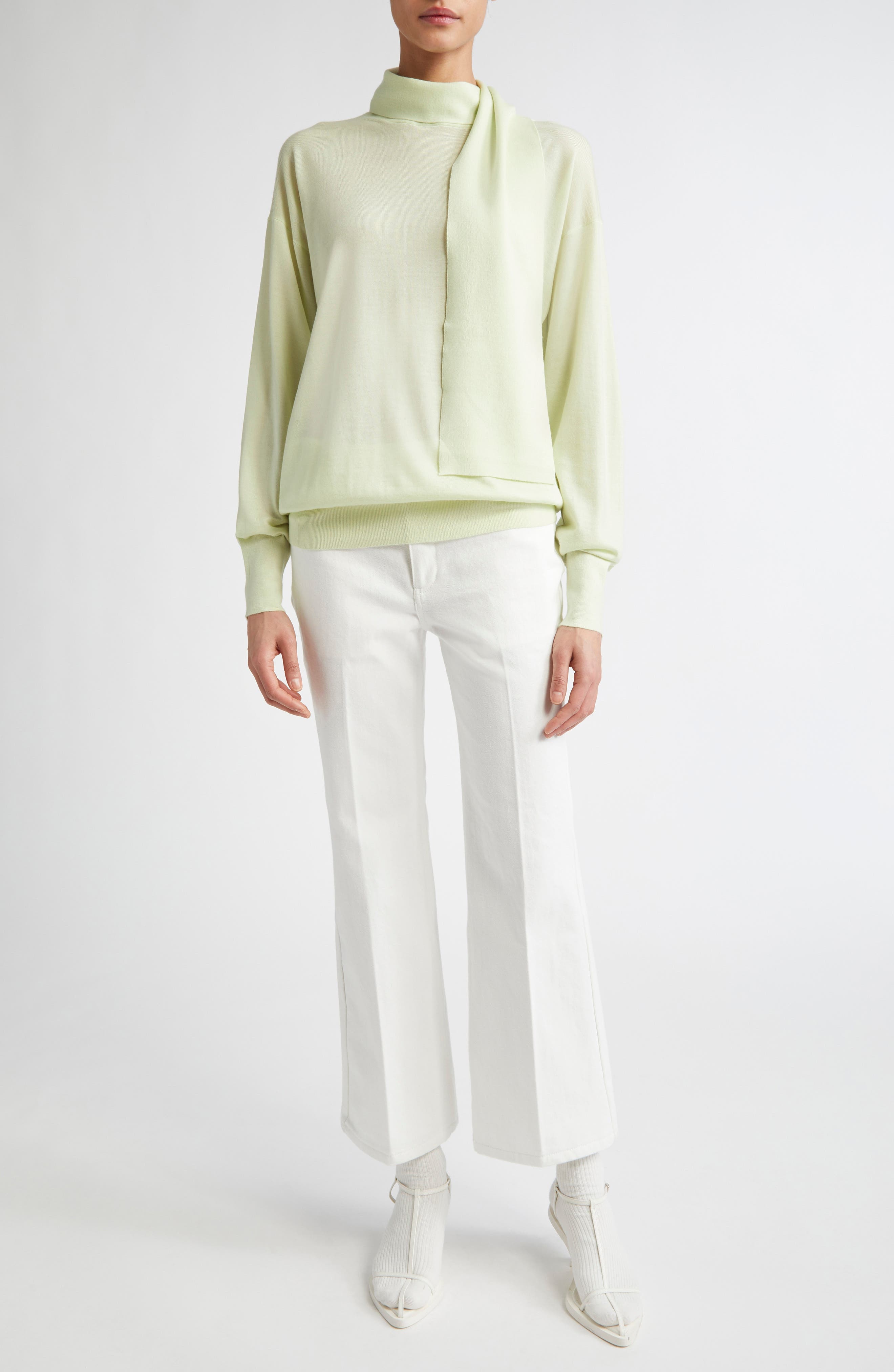 Jil Sander Crop Flare Leg Jeans in Optic White at Nordstrom - 2