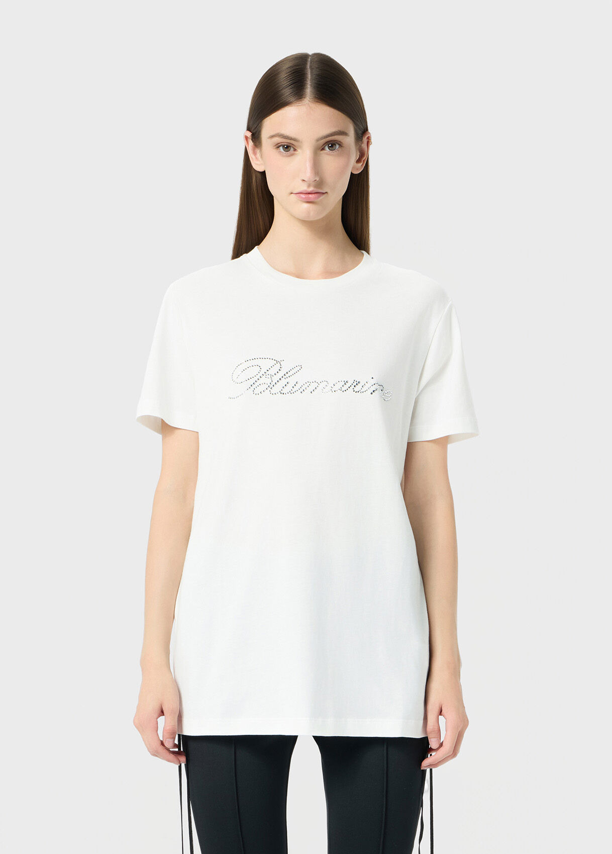 JERSEY T-SHIRT WITH BLUMARINE LOGO EMBROIDERY IN RHINESTONES - 2