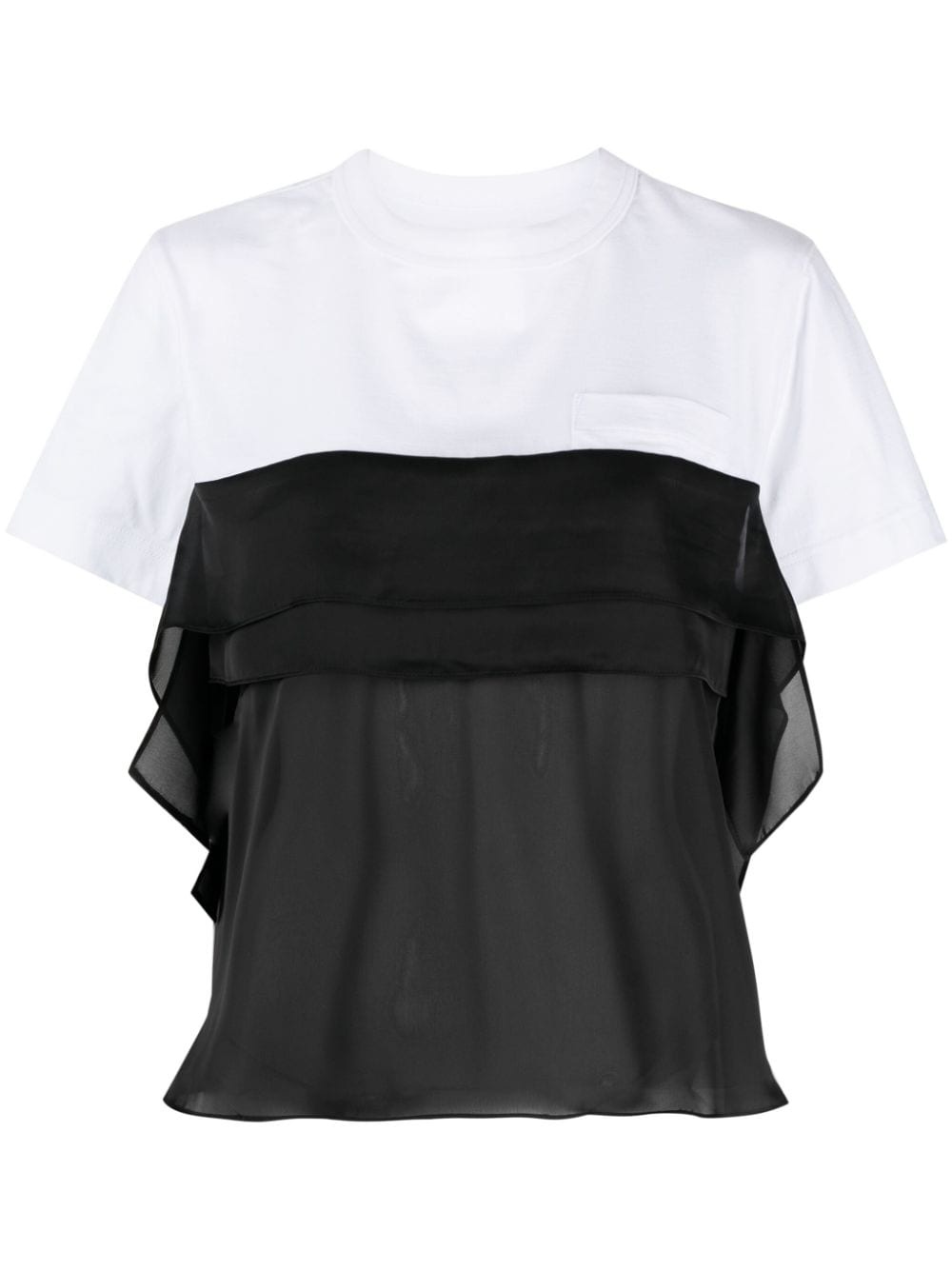 semi-sheer panel T-shirt - 1