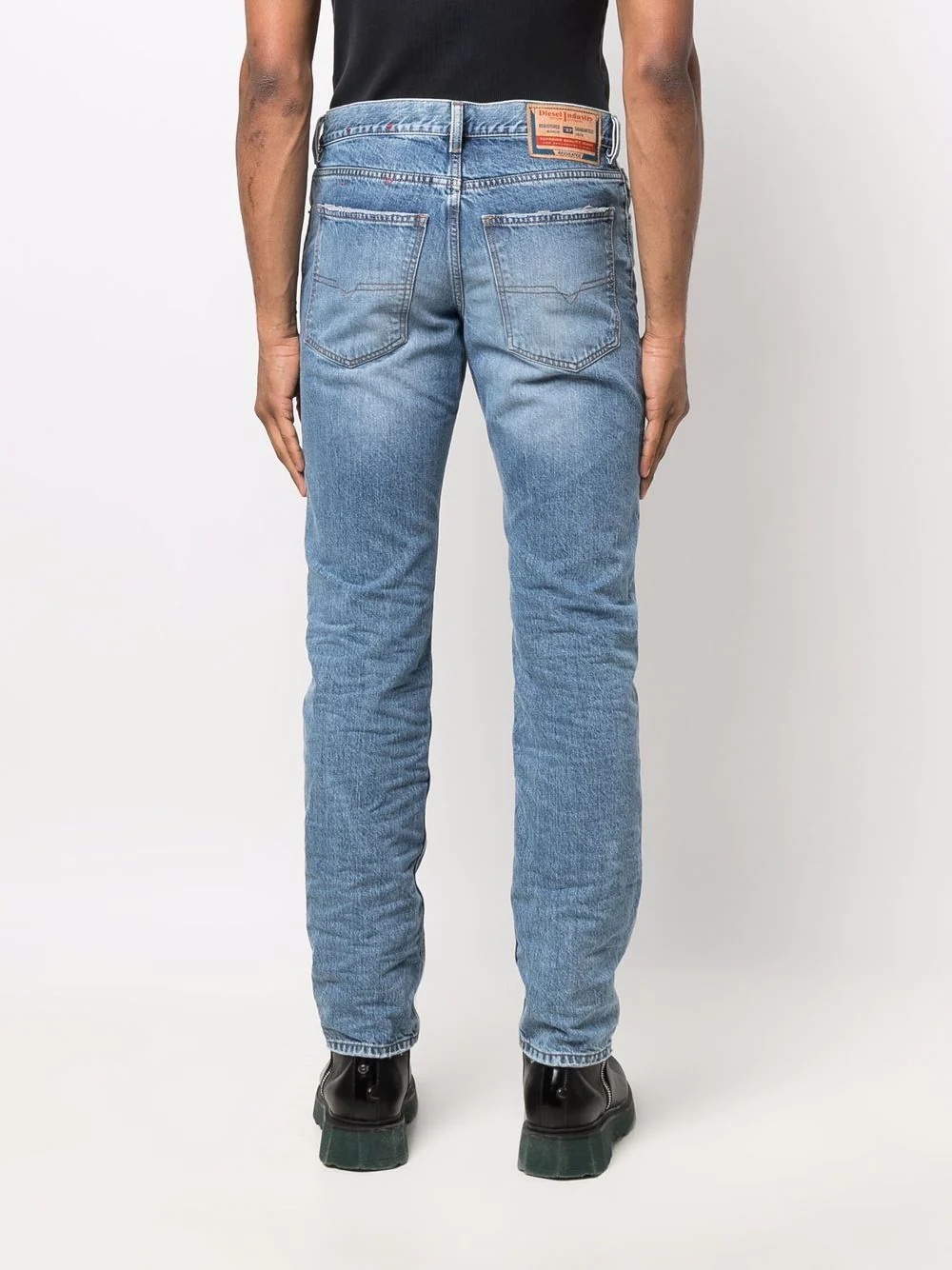 washed straight-leg jeans - 4