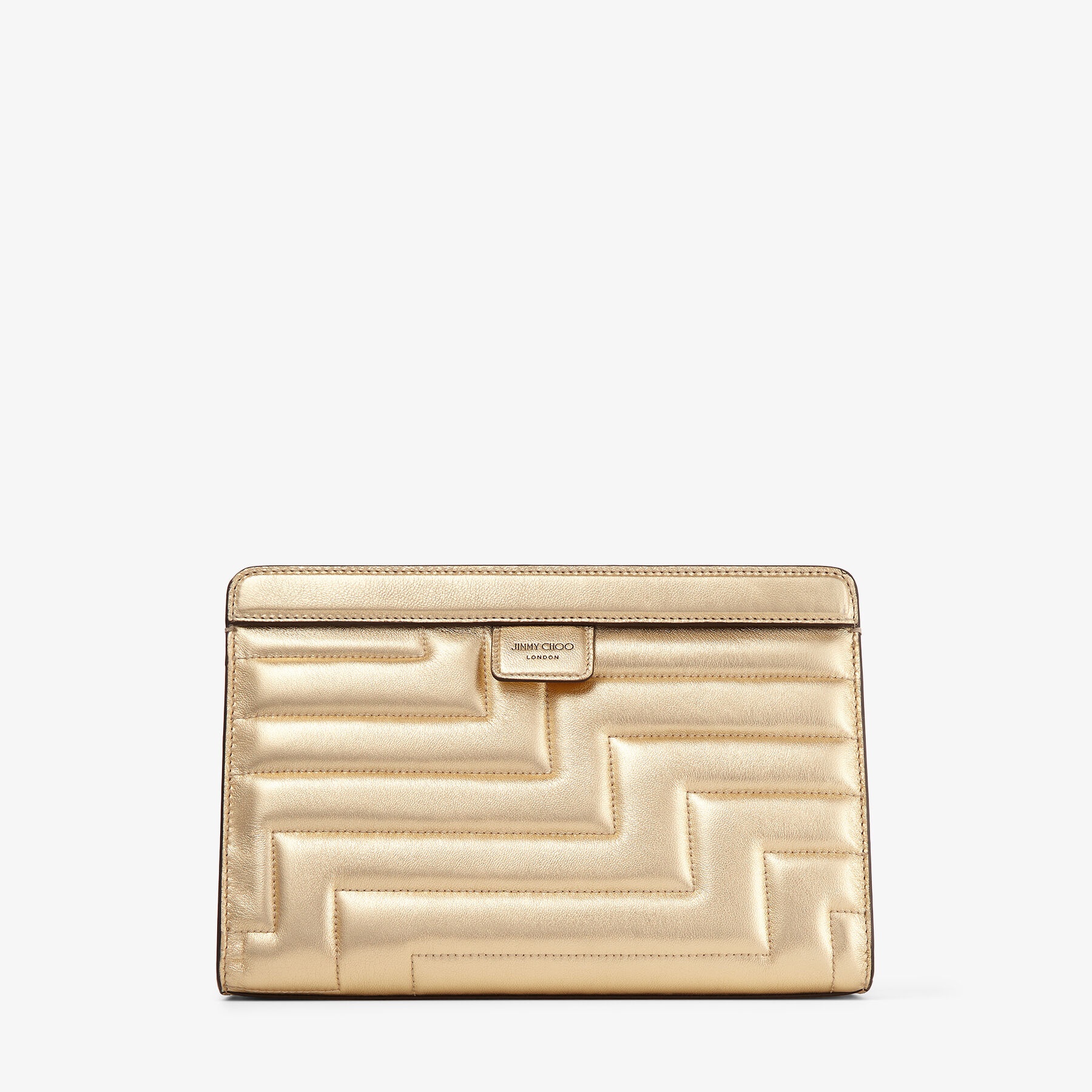 Varenne Avenue Pouch
Gold Quilted Metallic Nappa Leather Pouch Bag with Light Gold JC Emblem - 7
