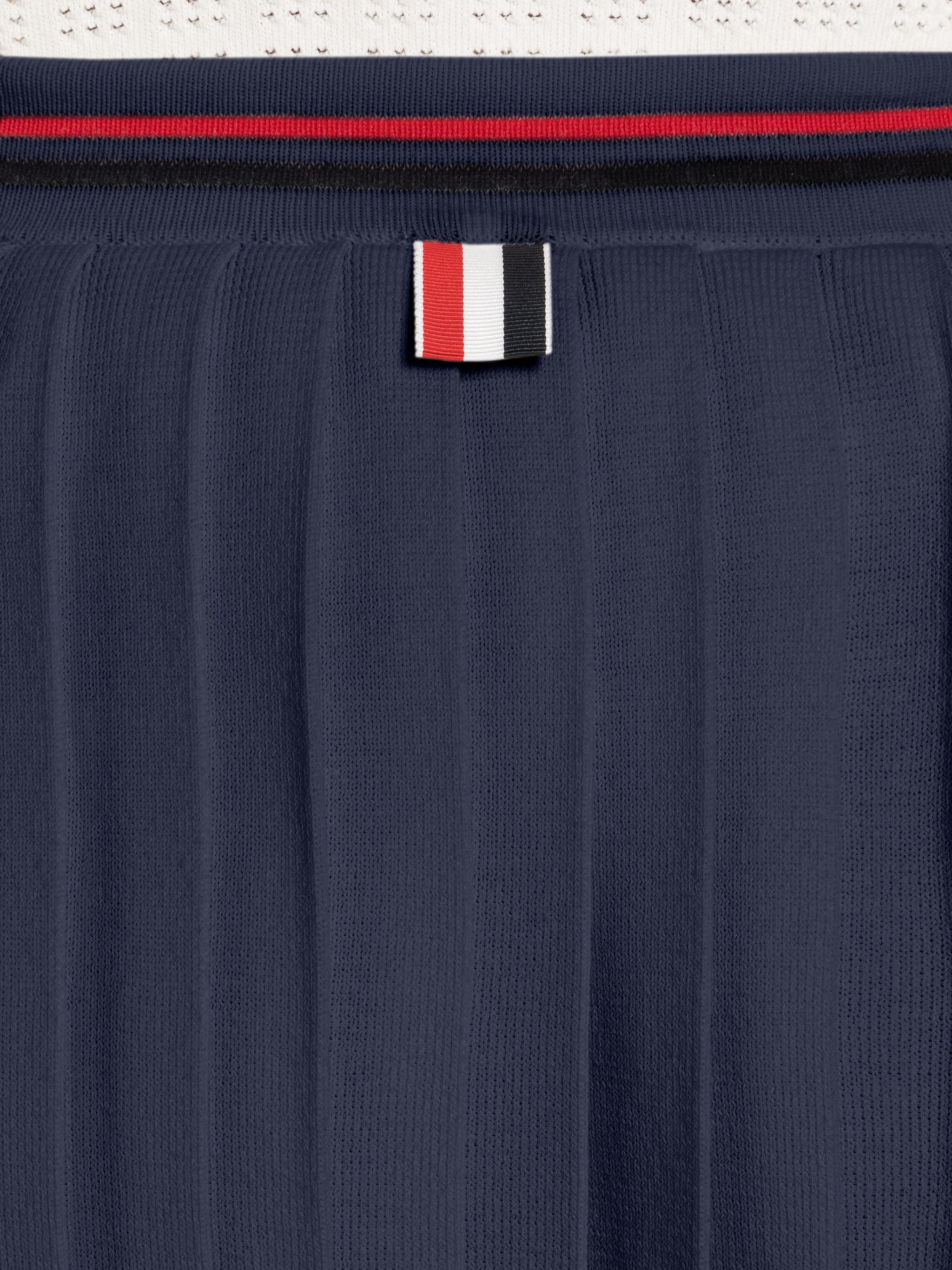 CALF LENGTH PLEATED SKIRT IN COTTON W/ RWB STRIPE - 6