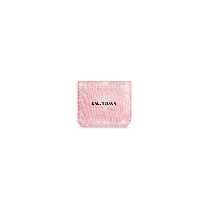 Women's Cash Flap Coin And Card Holder Denim Printed  in Pink 1