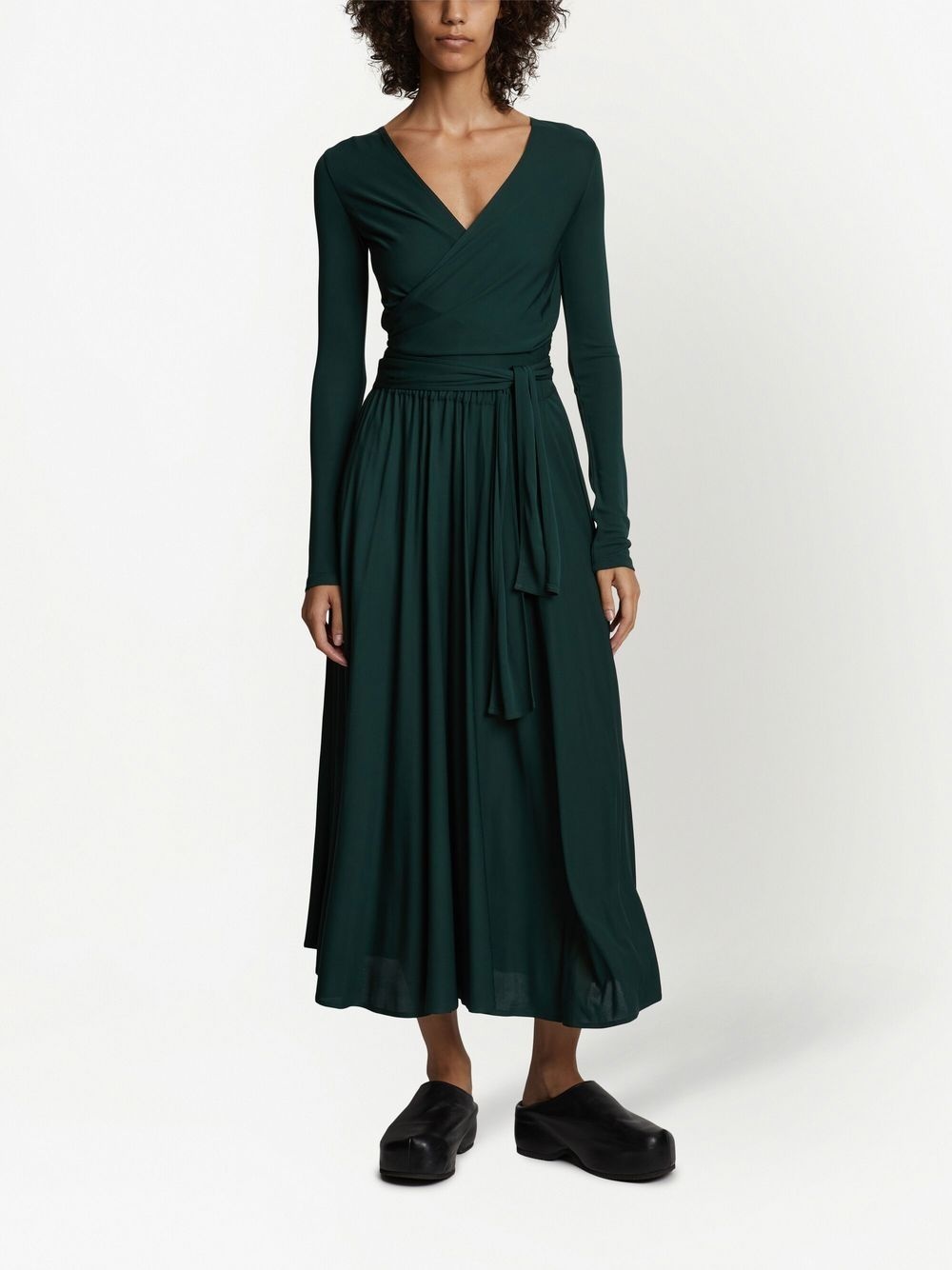 long-sleeved crepe wrap dress - 2