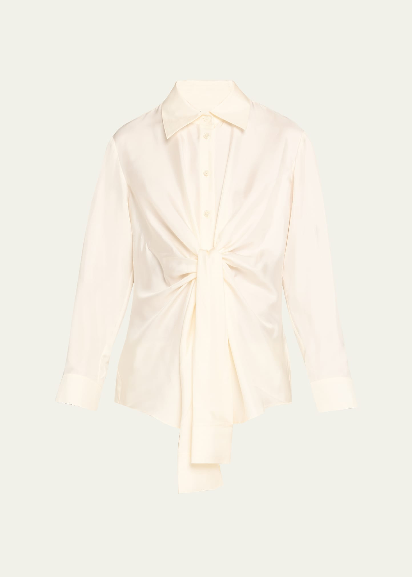 Long-Sleeve Silk Knot Shirt - 1