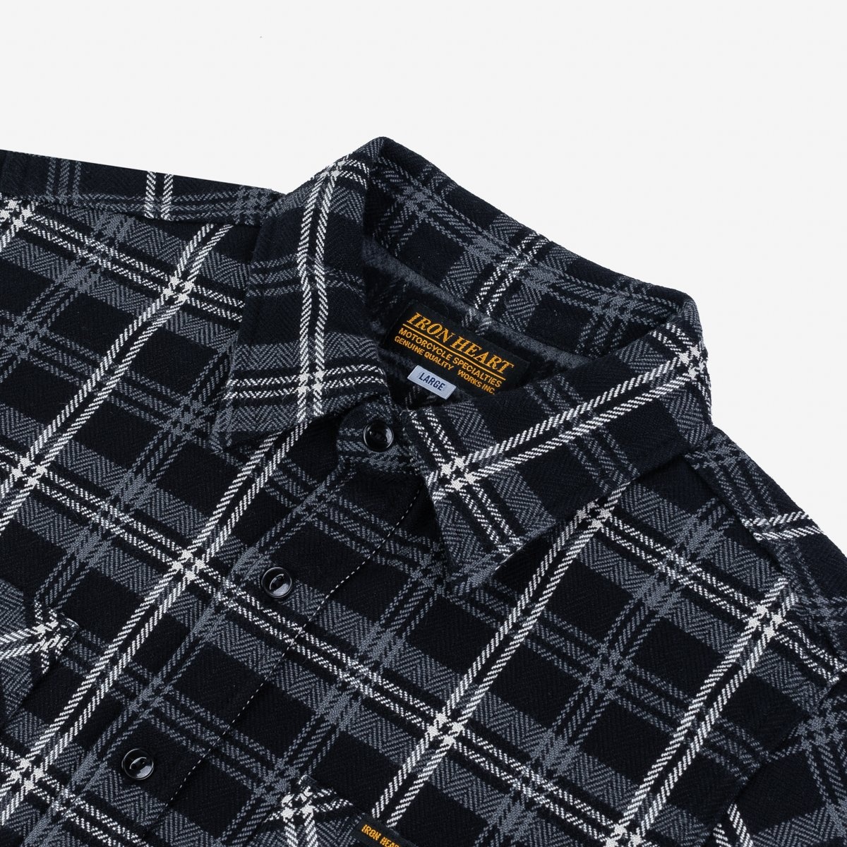 Ultra Heavy Flannel Herringbone Check Work Shirt - Black - 6