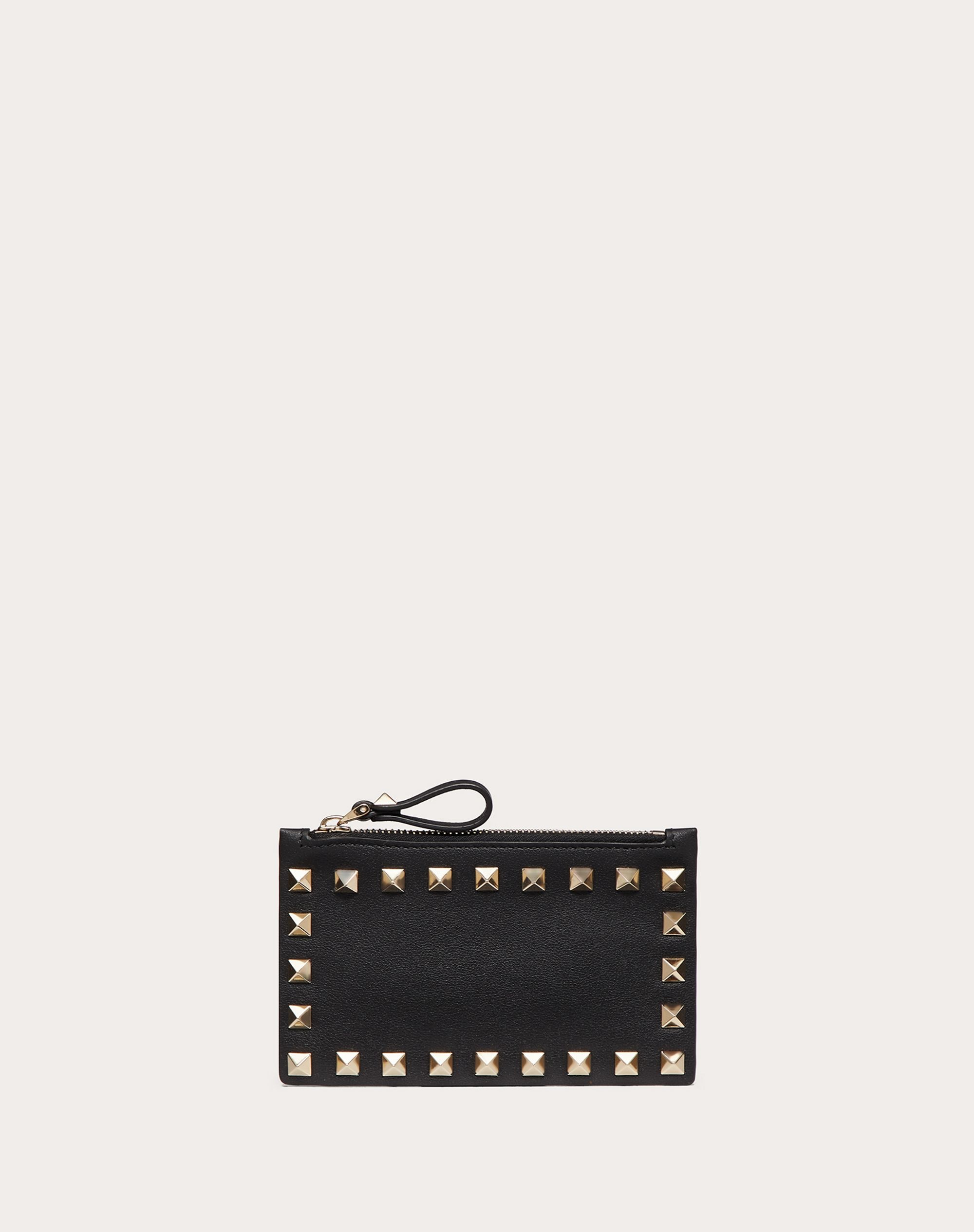 ROCKSTUD CALFSKIN CARDHOLDER WITH ZIPPER - 1