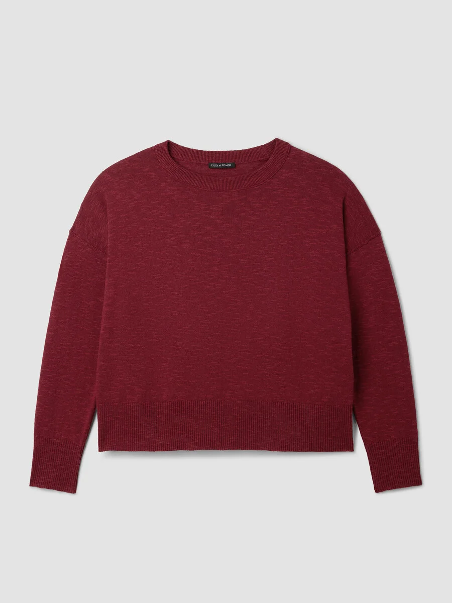 Organic Linen Cotton Slub Crew Neck Top - 1