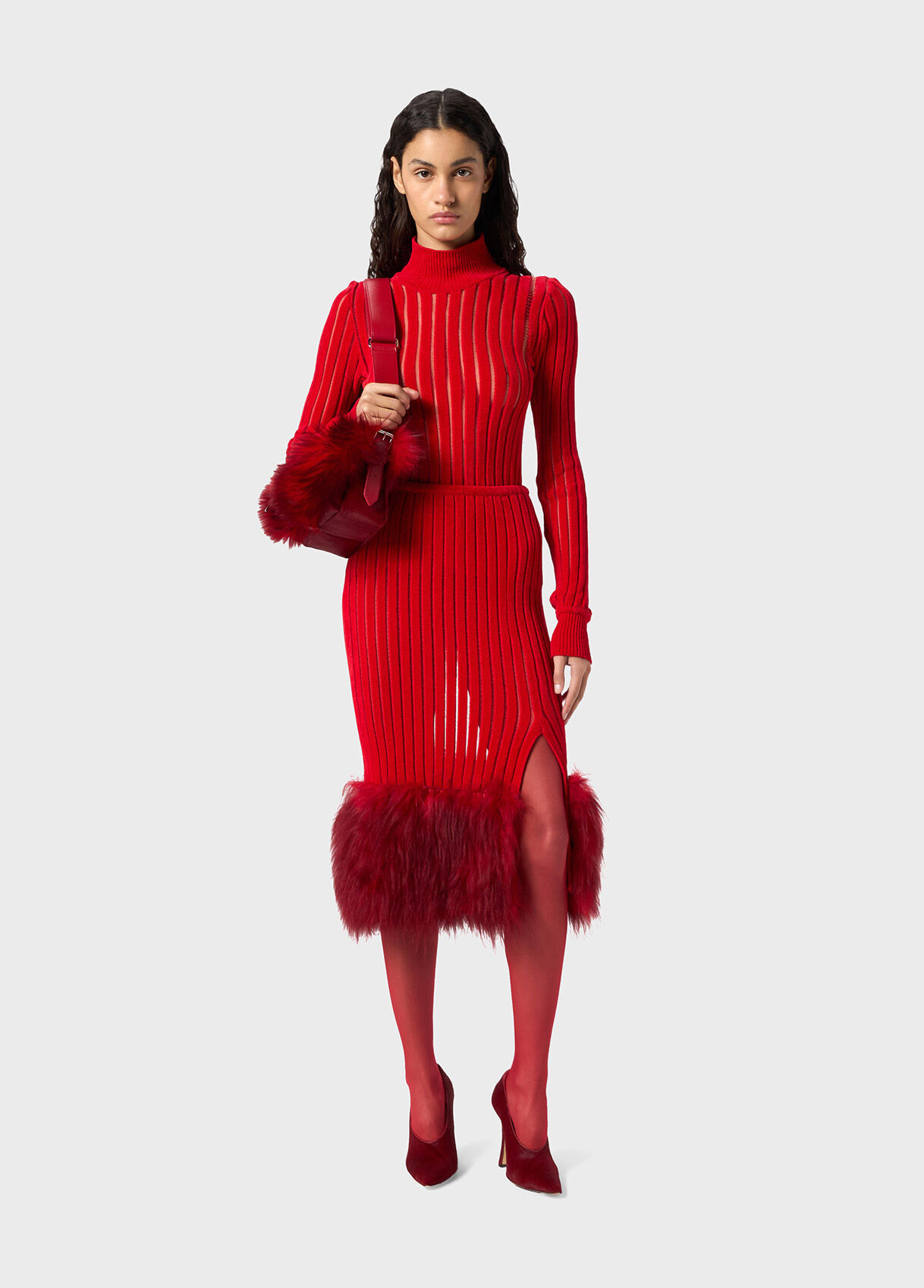 RIBBED SEE-THROUGH KNIT TURTLENECK - 5