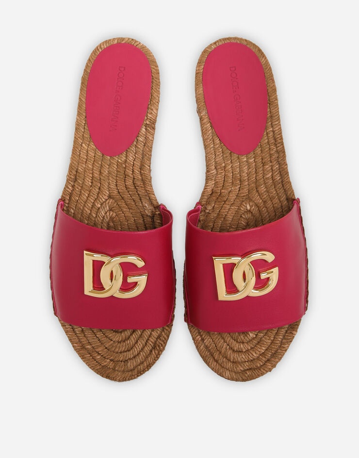 Nappa leather espadrille sliders with DG logo - 4