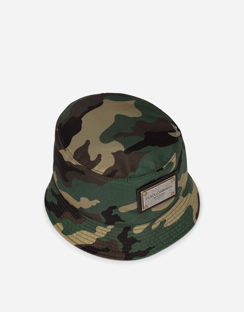 Dolce & Gabbana Nylon bucket hat with camouflage print outlook