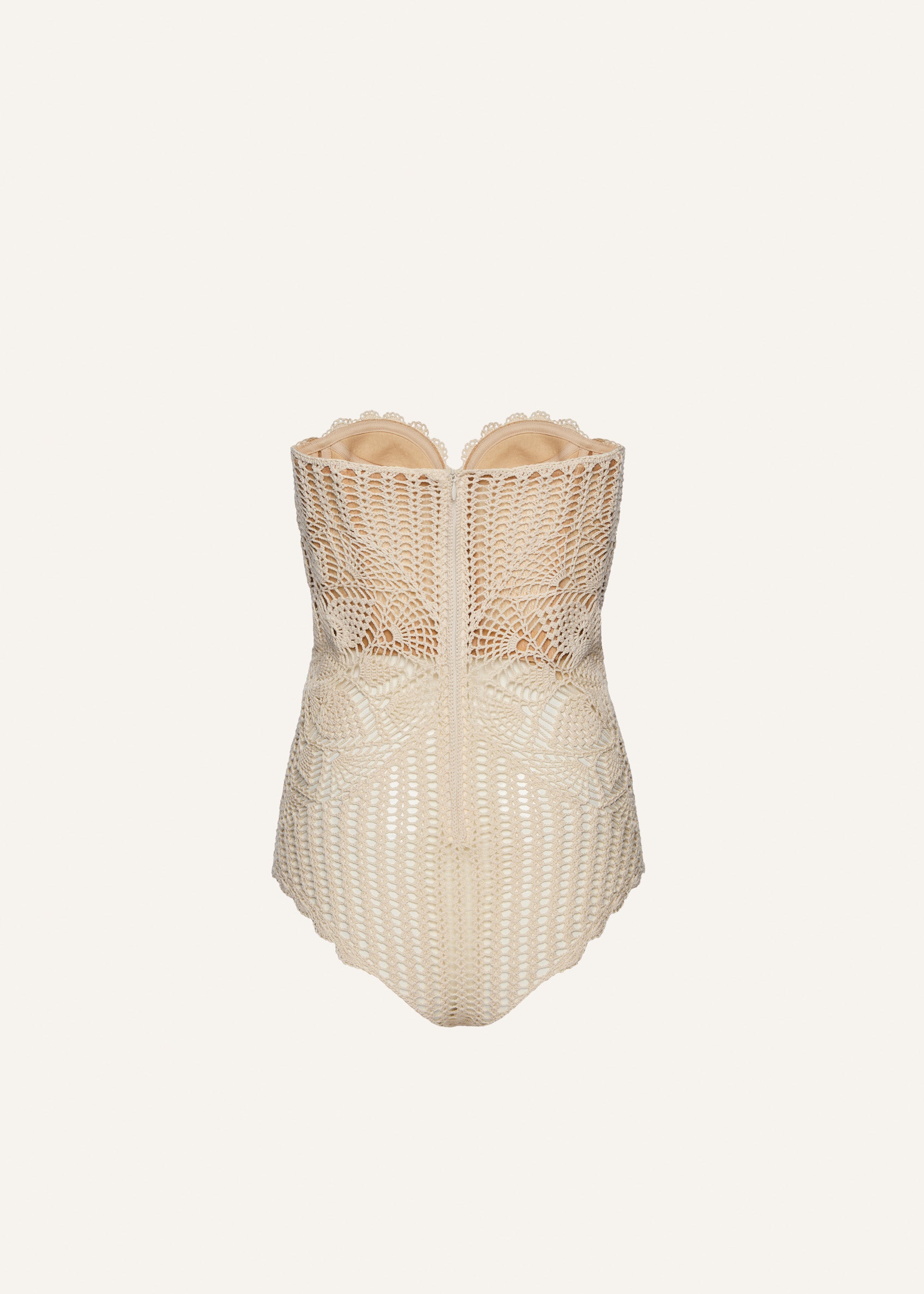 Lace crochet bustier bodysuit in cream - 2