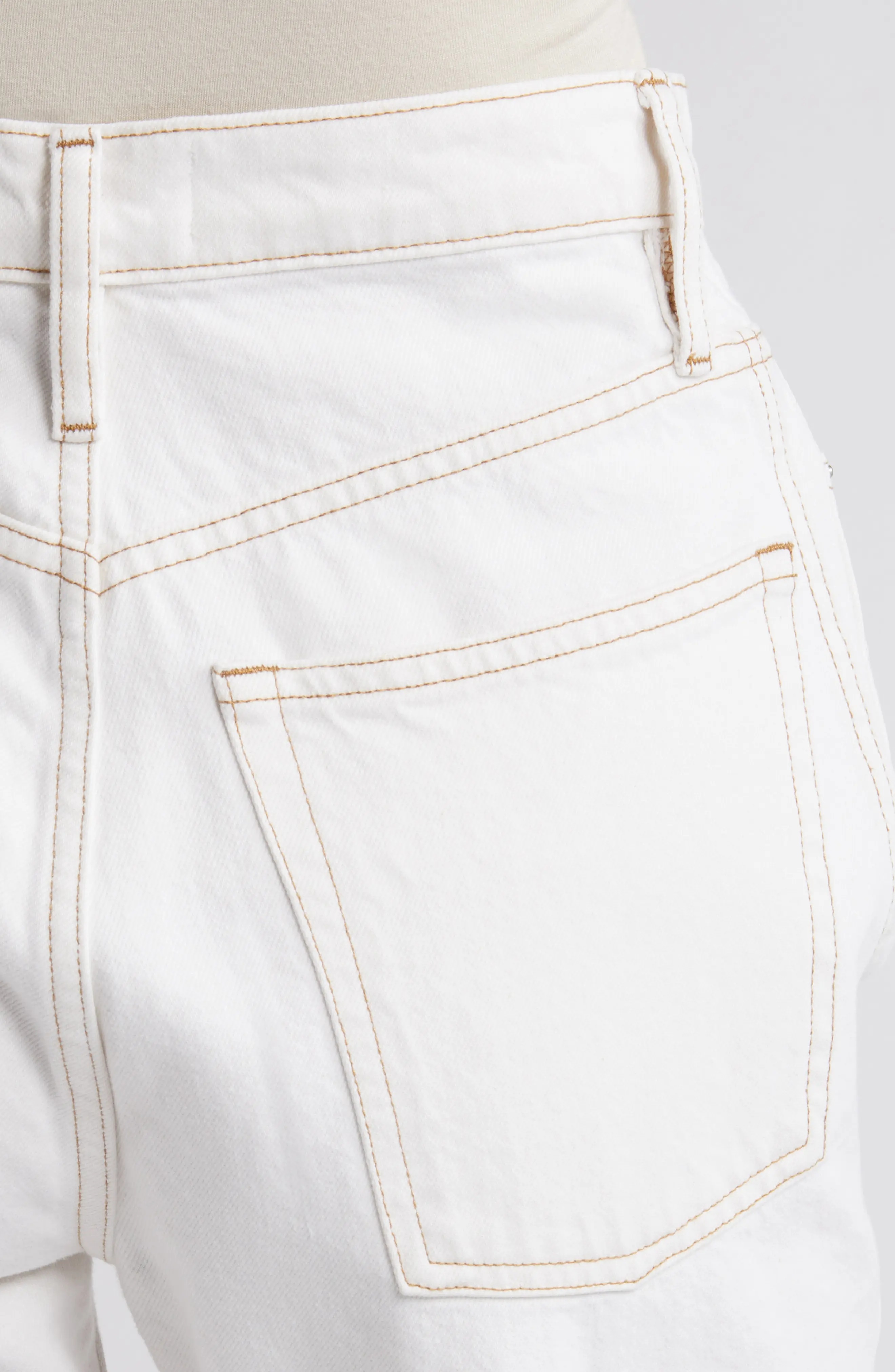 High Waist Raw Hem Denim Shorts - 4