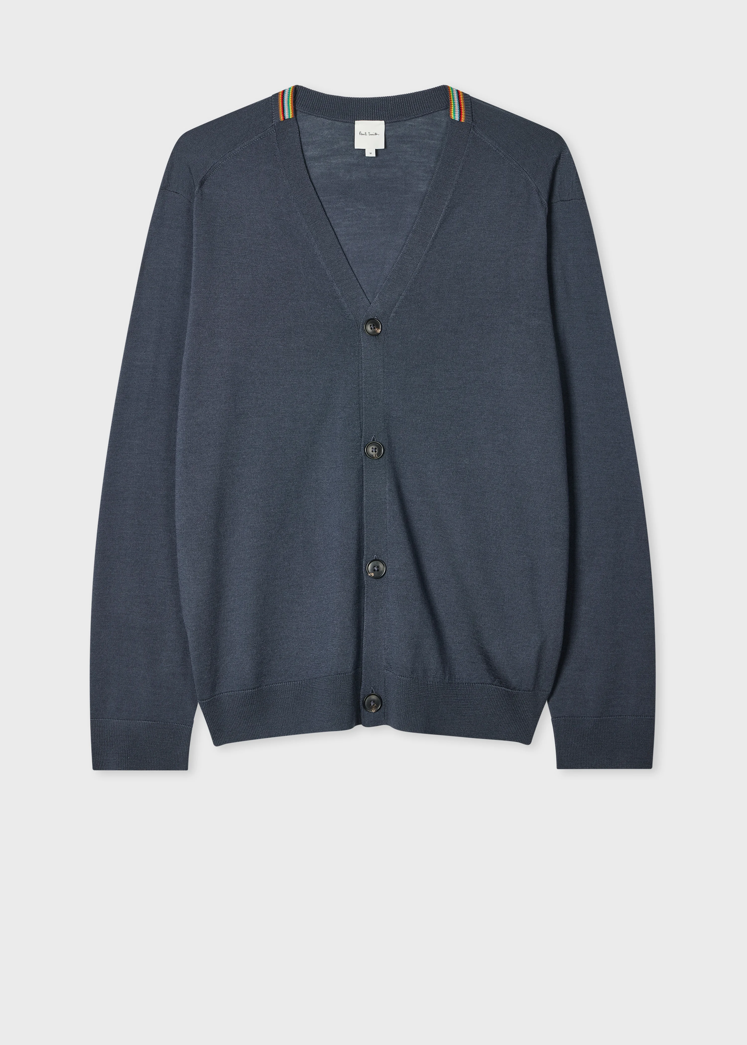 Grey Washable Wool 'Signature Stripe' Cardigan - 1