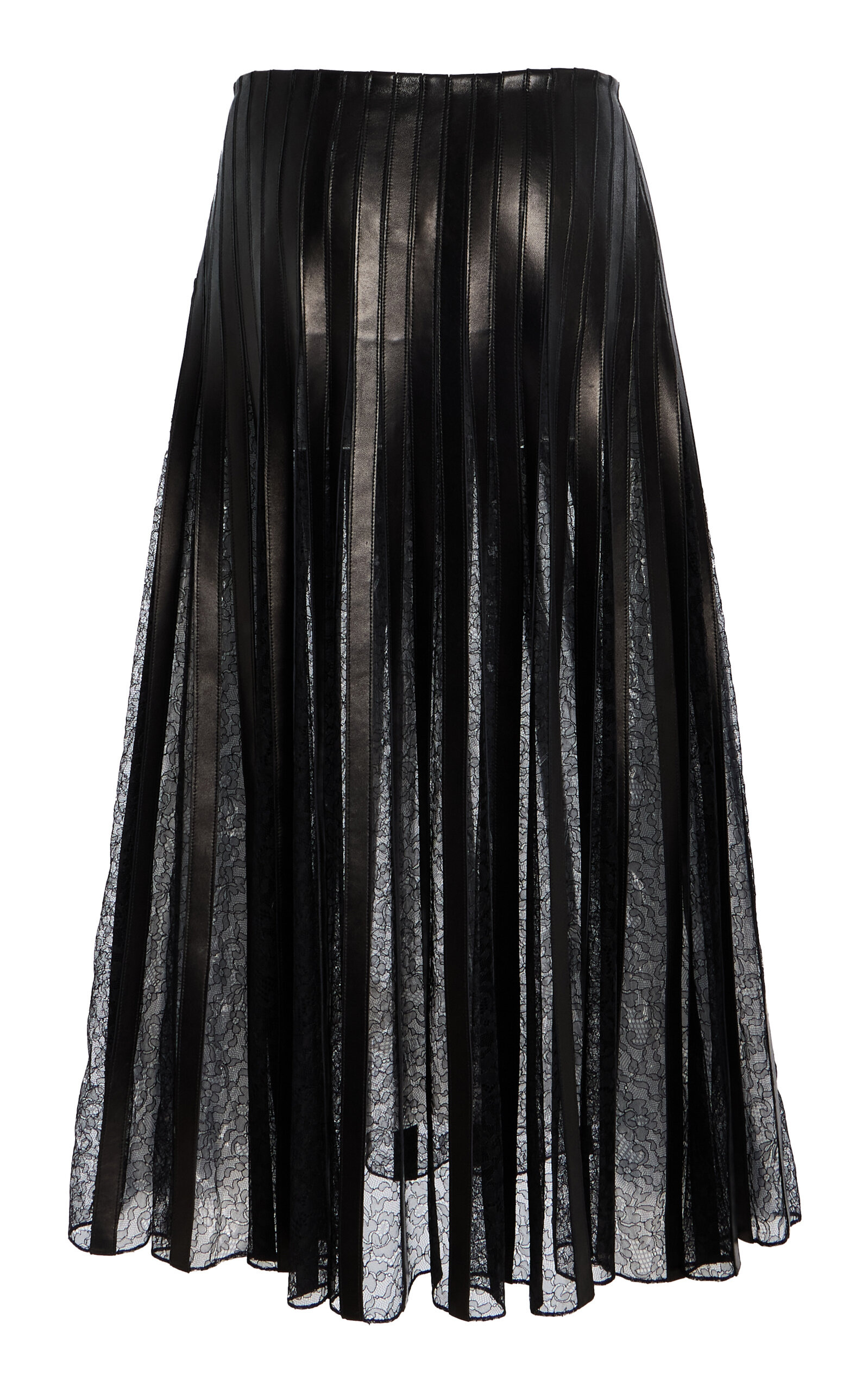 The Alix Strip-Detailed Leather Midi Skirt black - 6