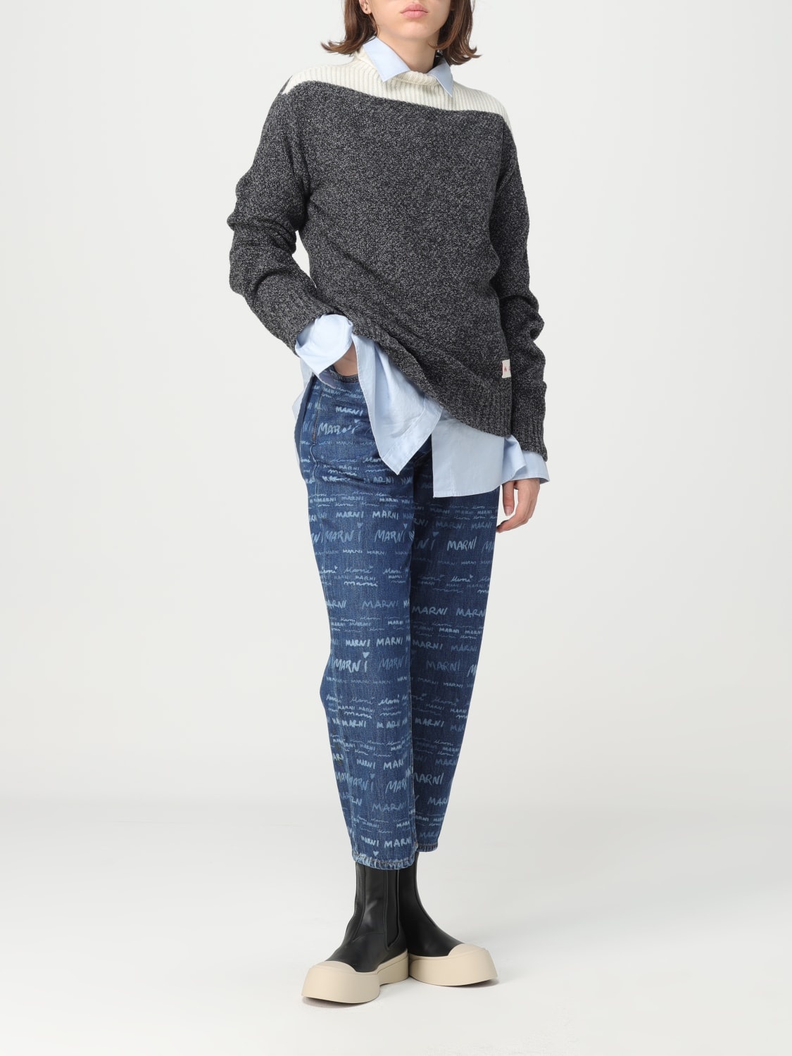 Marni denim jeans with all-over logo - 2