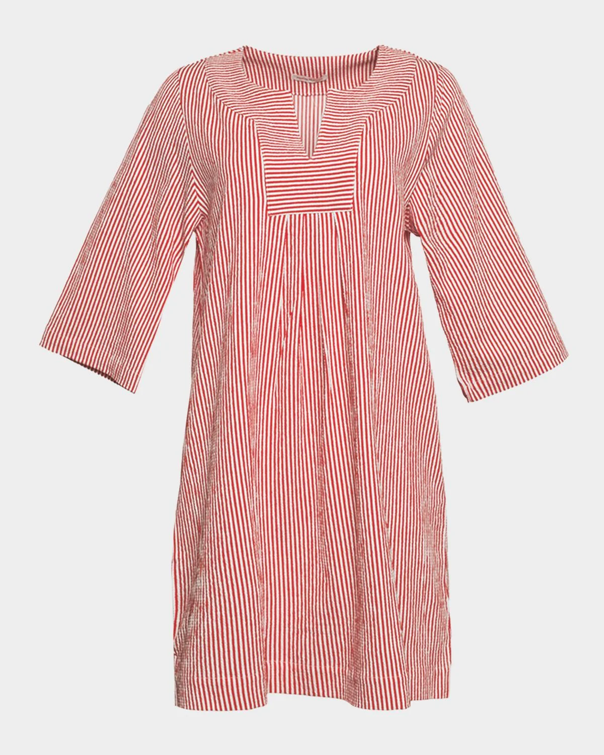 Easy Striped Seersucker Shift Dress - 1