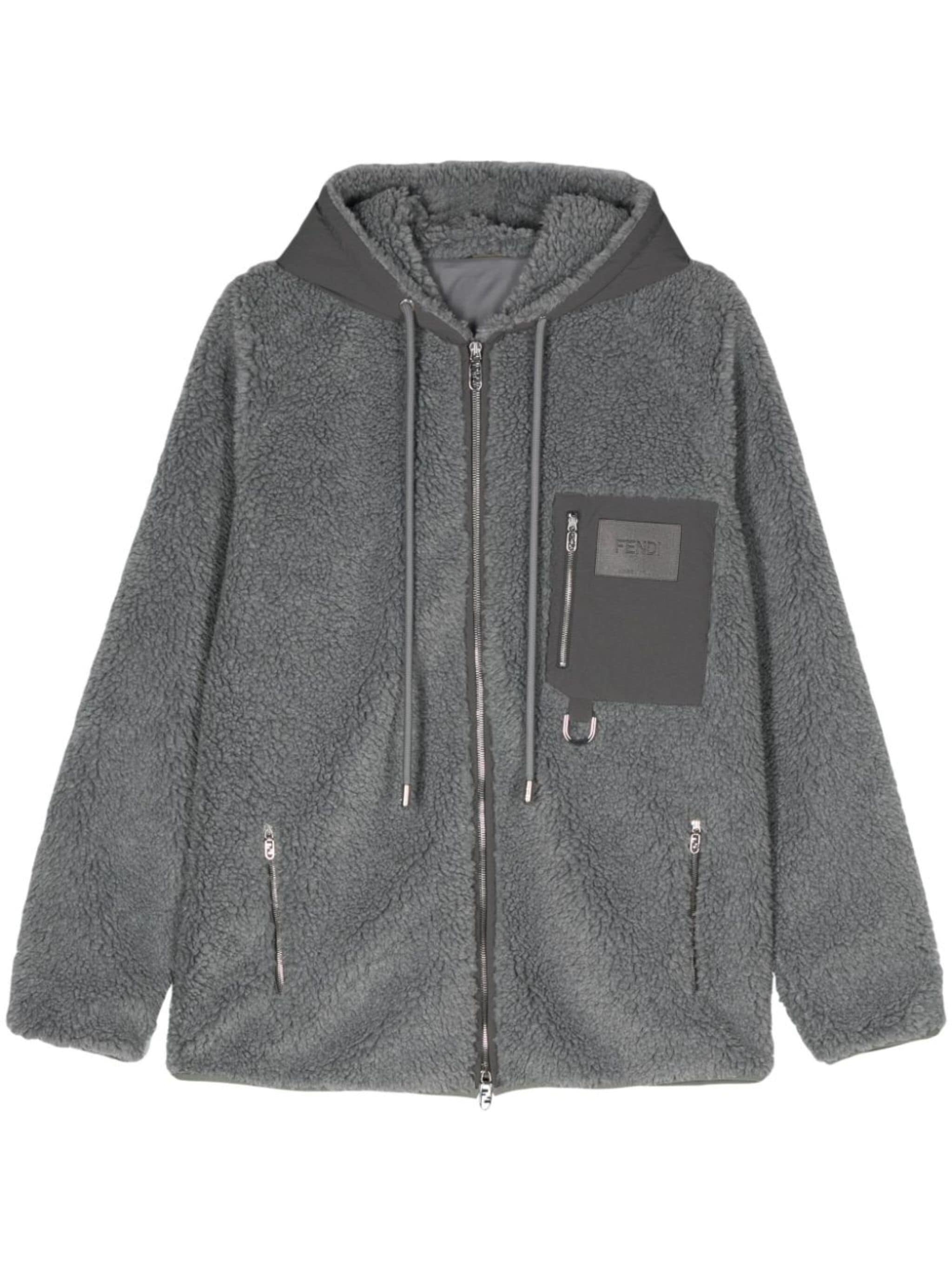 logo-appliqué fleece jacket - 1