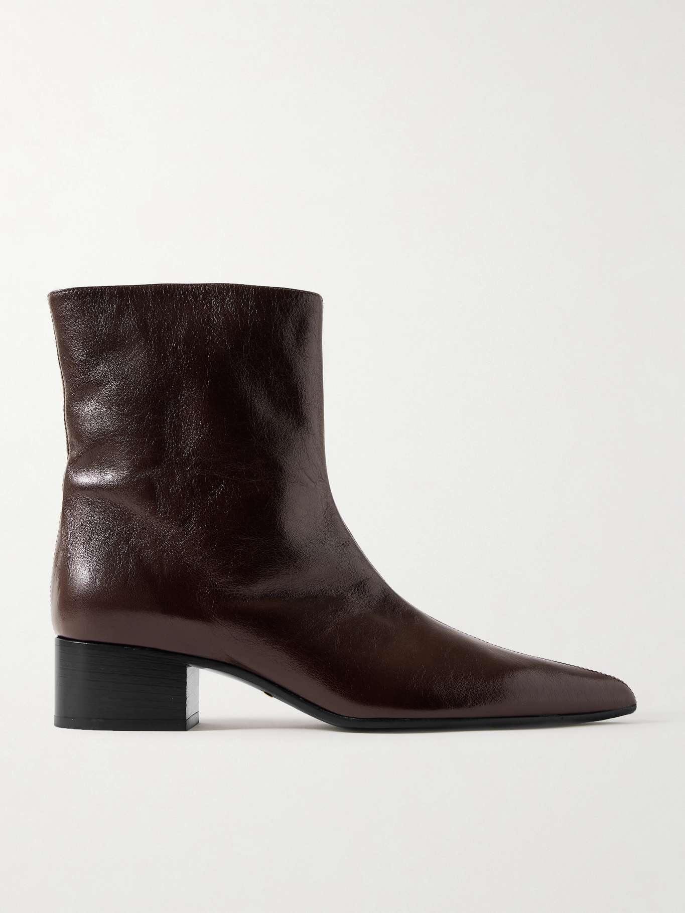Andee crinkled-leather ankle boots Dark brown - 1