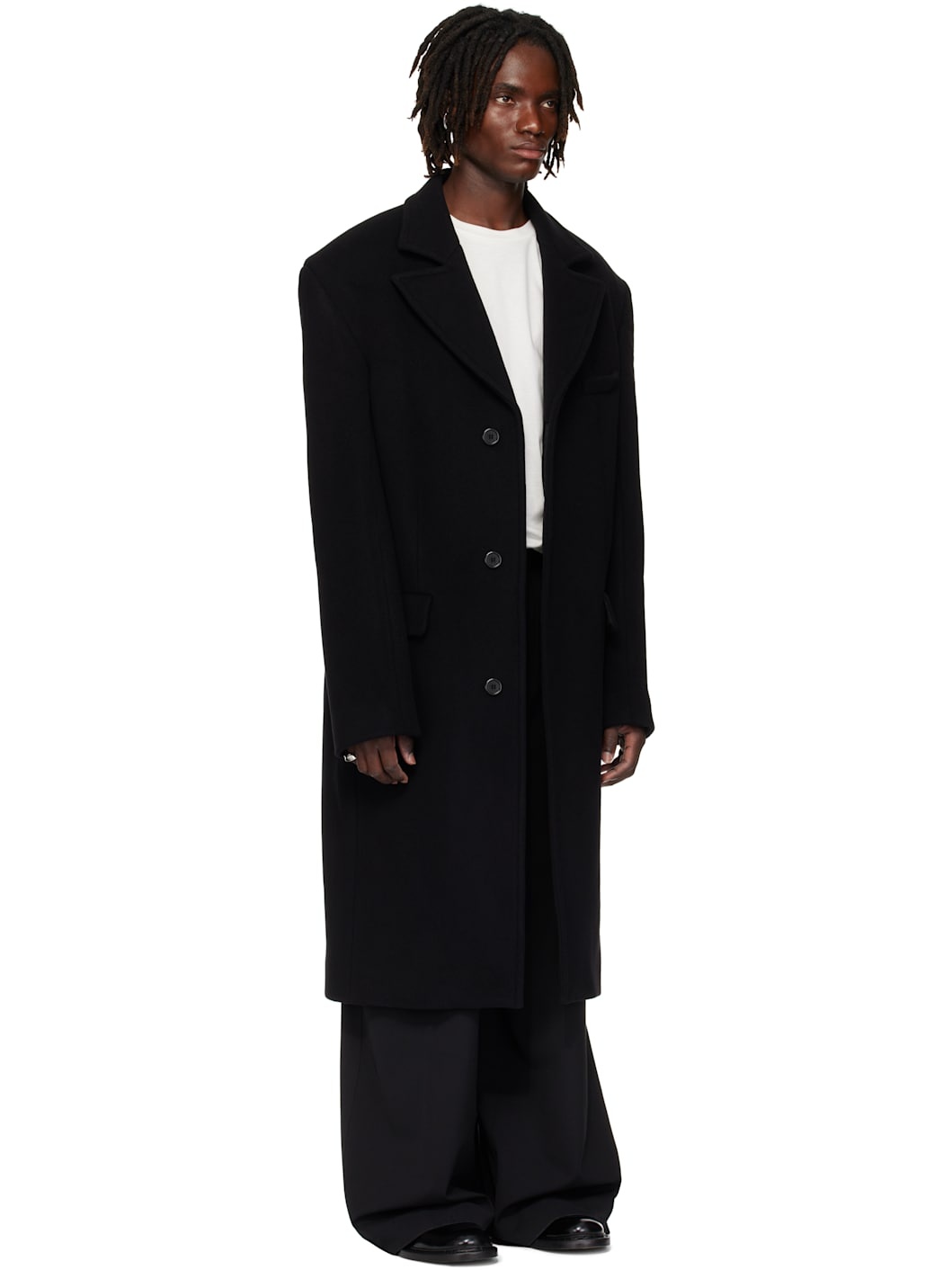 Black Melton Overcoat - 2