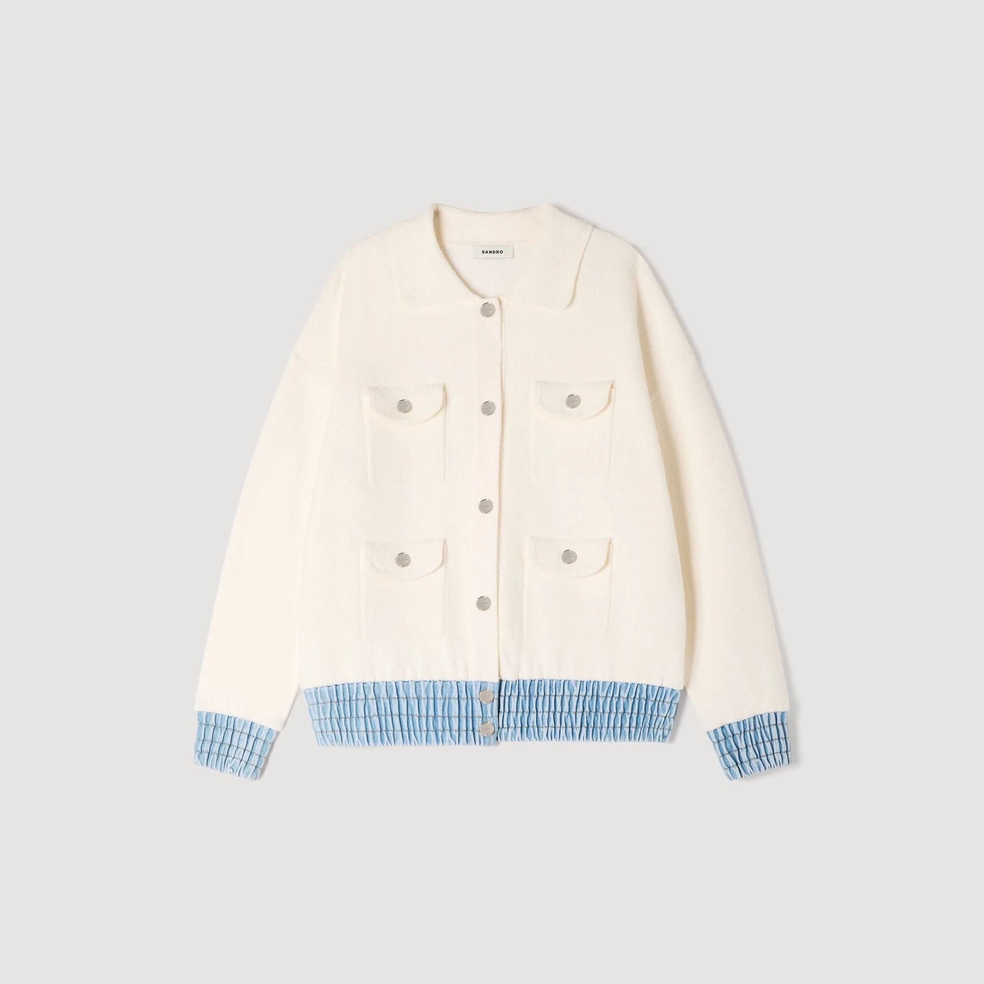 CARDIGAN WITH DENIM DETAILS - 1