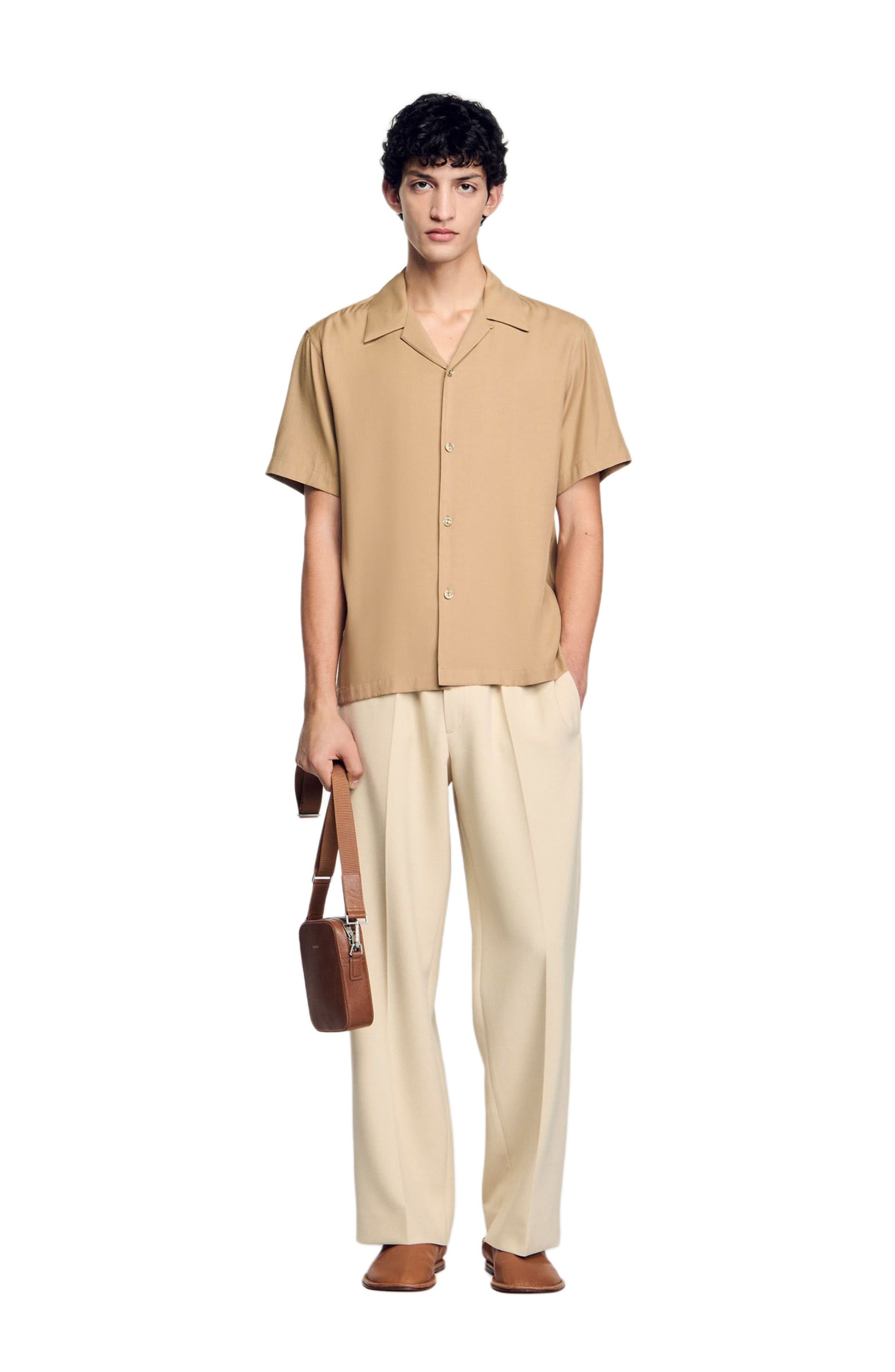 SANDRO Shark collar shirt in Nut at Nordstrom - 6