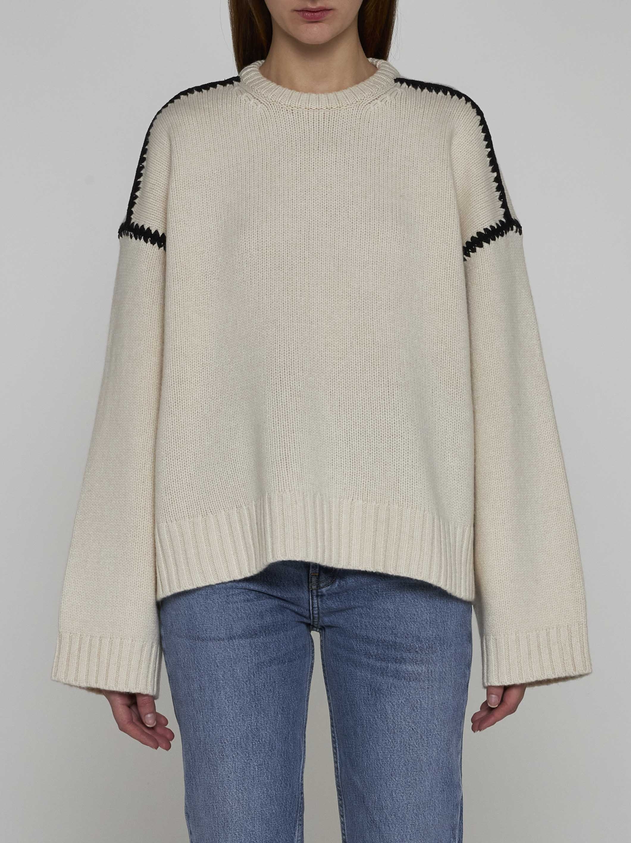 Embroidered wool and cashmere sweater - 3
