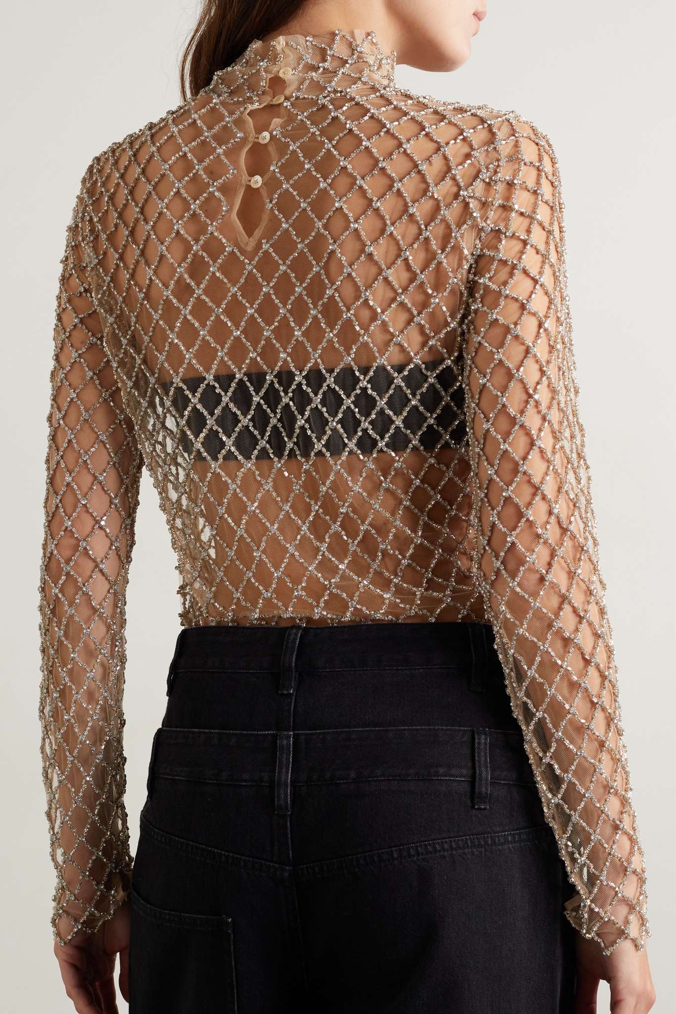 Isabel Marant Lupita crystal-embellished tulle top | REVERSIBLE