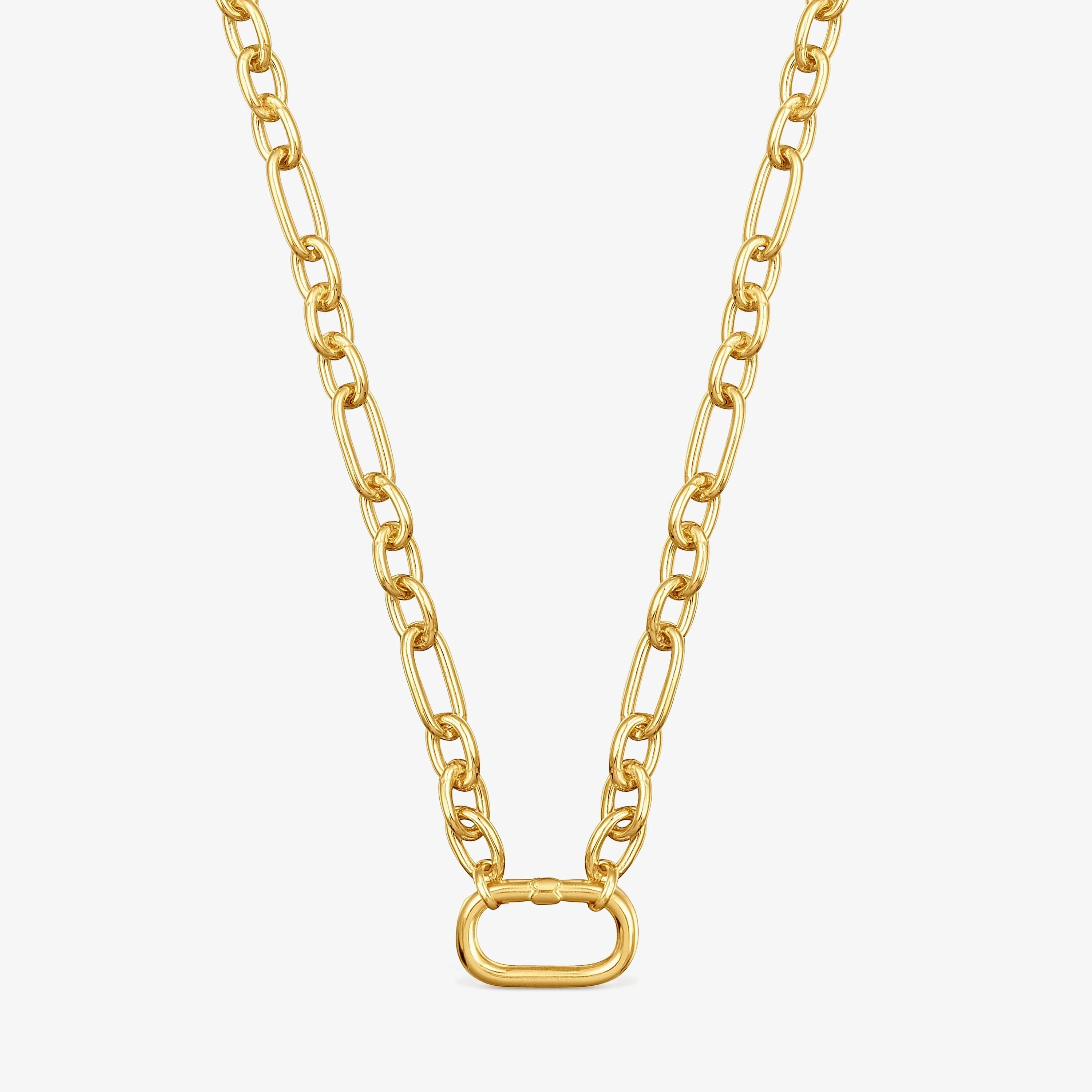 Short 18K gold vermeil Necklace with ring Hold Oval - 1