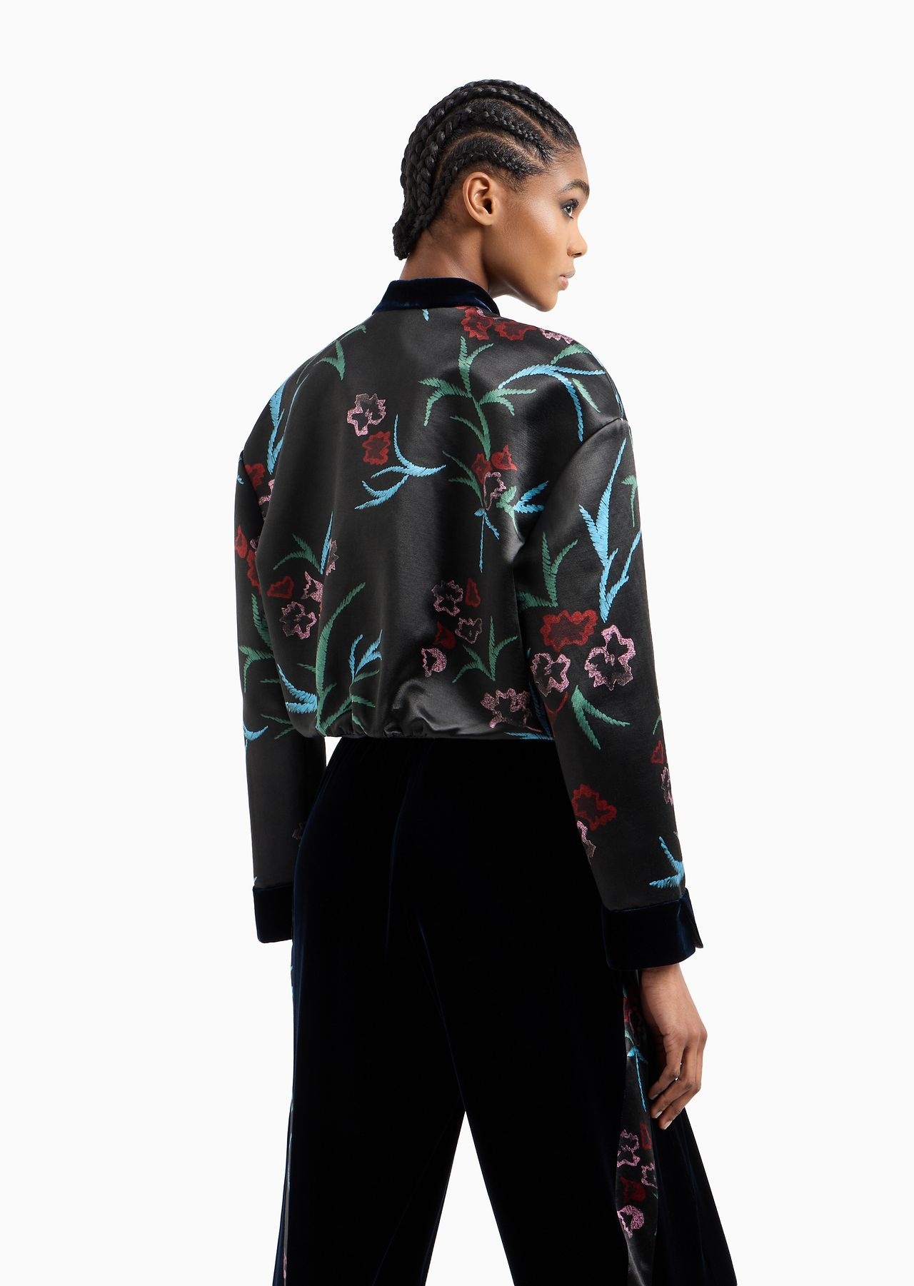 Short jacket in a floral-print silk and linen - 3