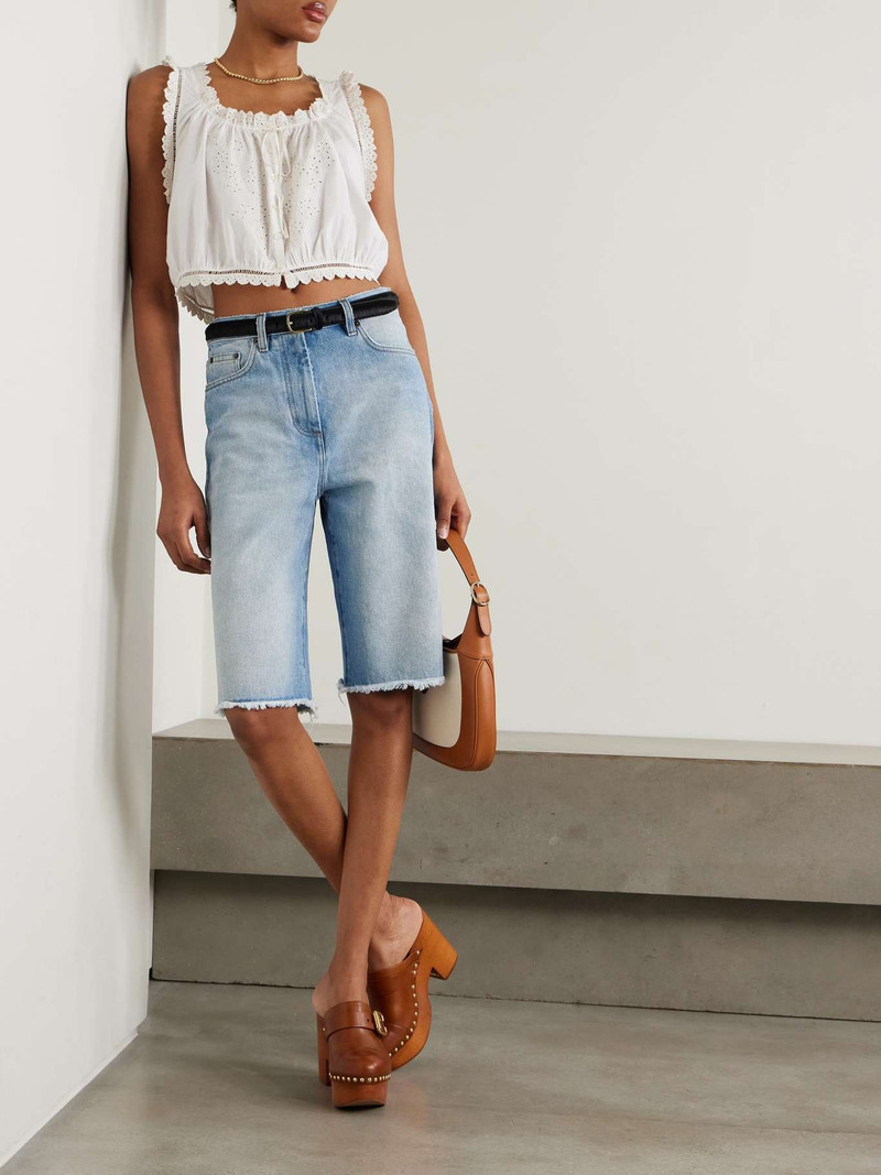 DÔEN Traveler cropped broderie anglaise organic cotton top White outlook