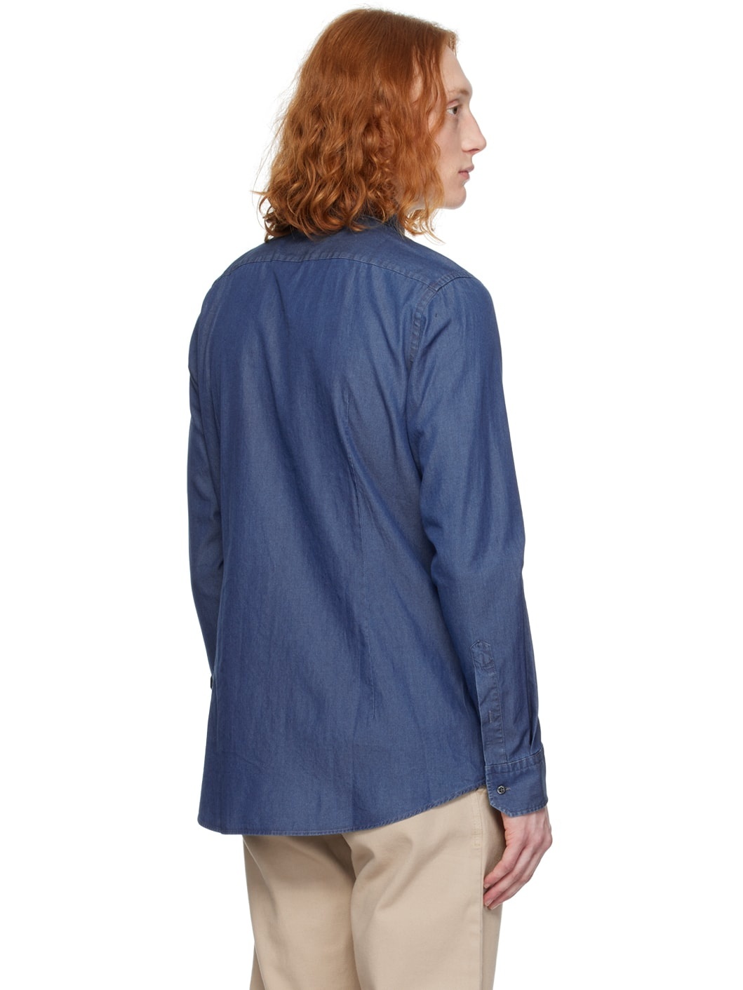 Blue Slim-Fit Denim Shirt - 3