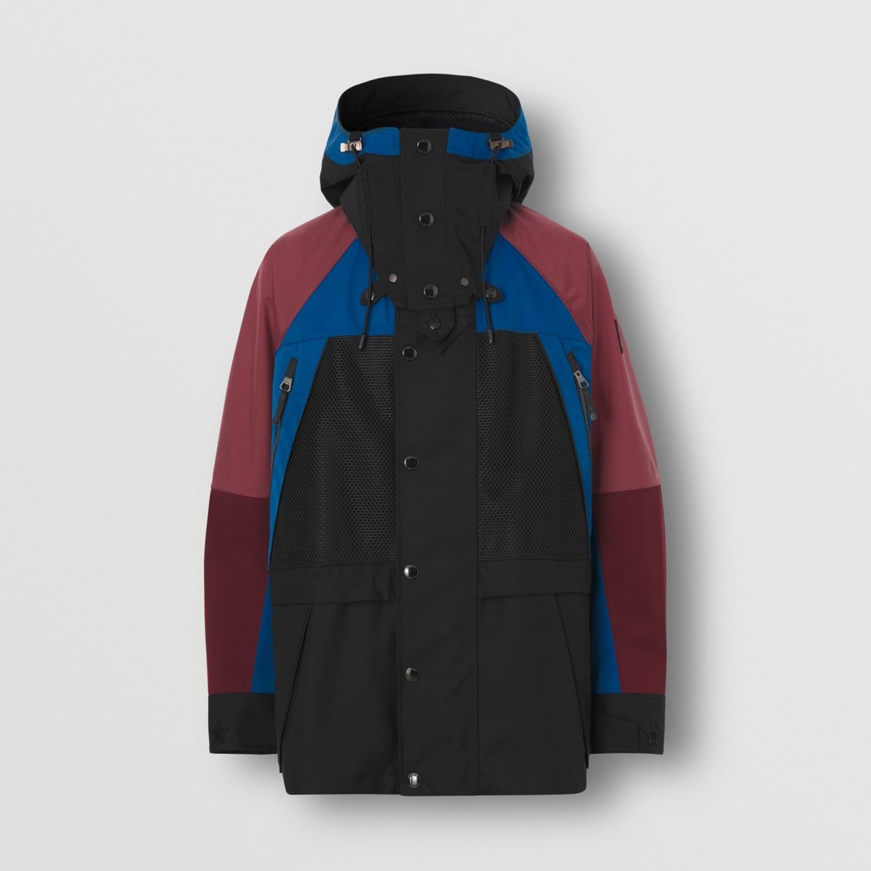 Detachable Hood Colour Block Technical Wool Jacket - 1